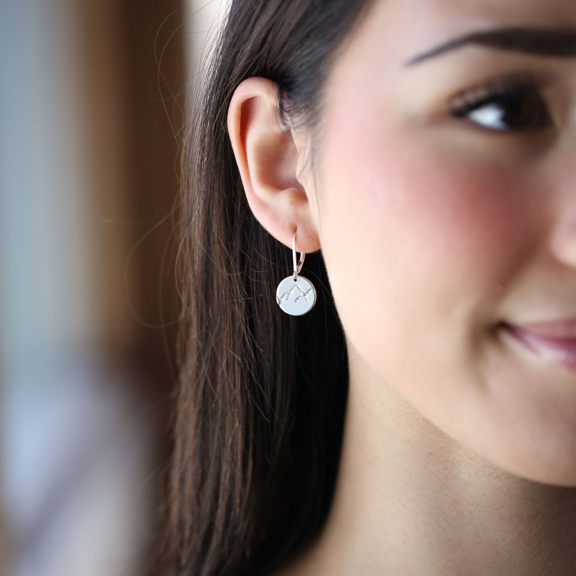 Silver Stamped Mountain Earrings jewelry handmade by Burnish