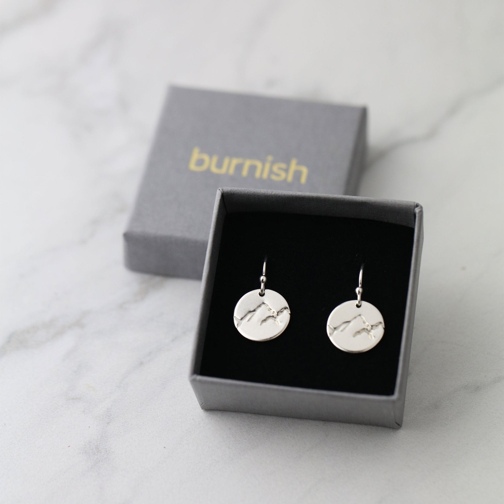Silver Stamped Mountain Earrings