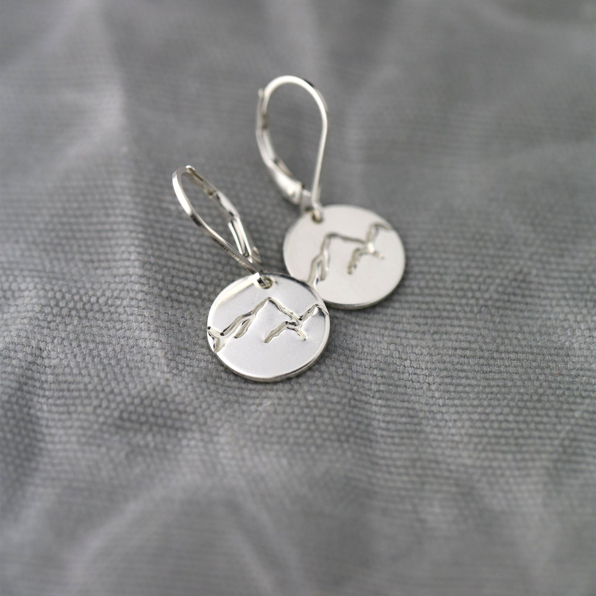 Silver Stamped Mountain Earrings jewelry handmade by Burnish