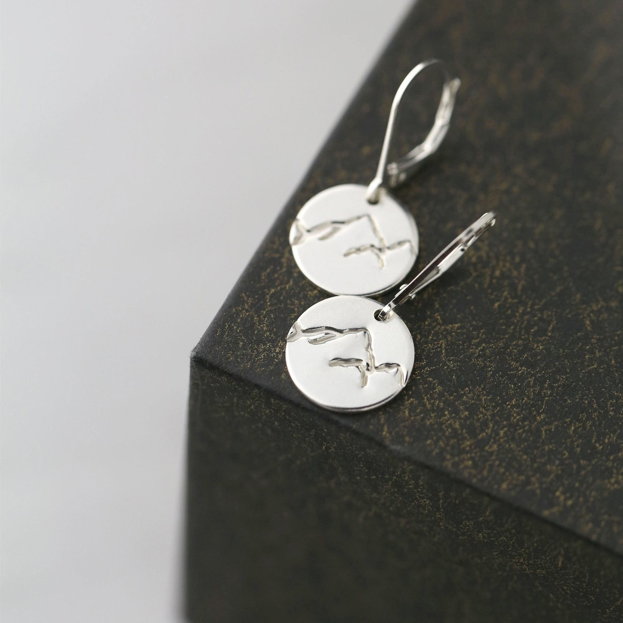 Silver Stamped Mountain Earrings jewelry handmade by Burnish
