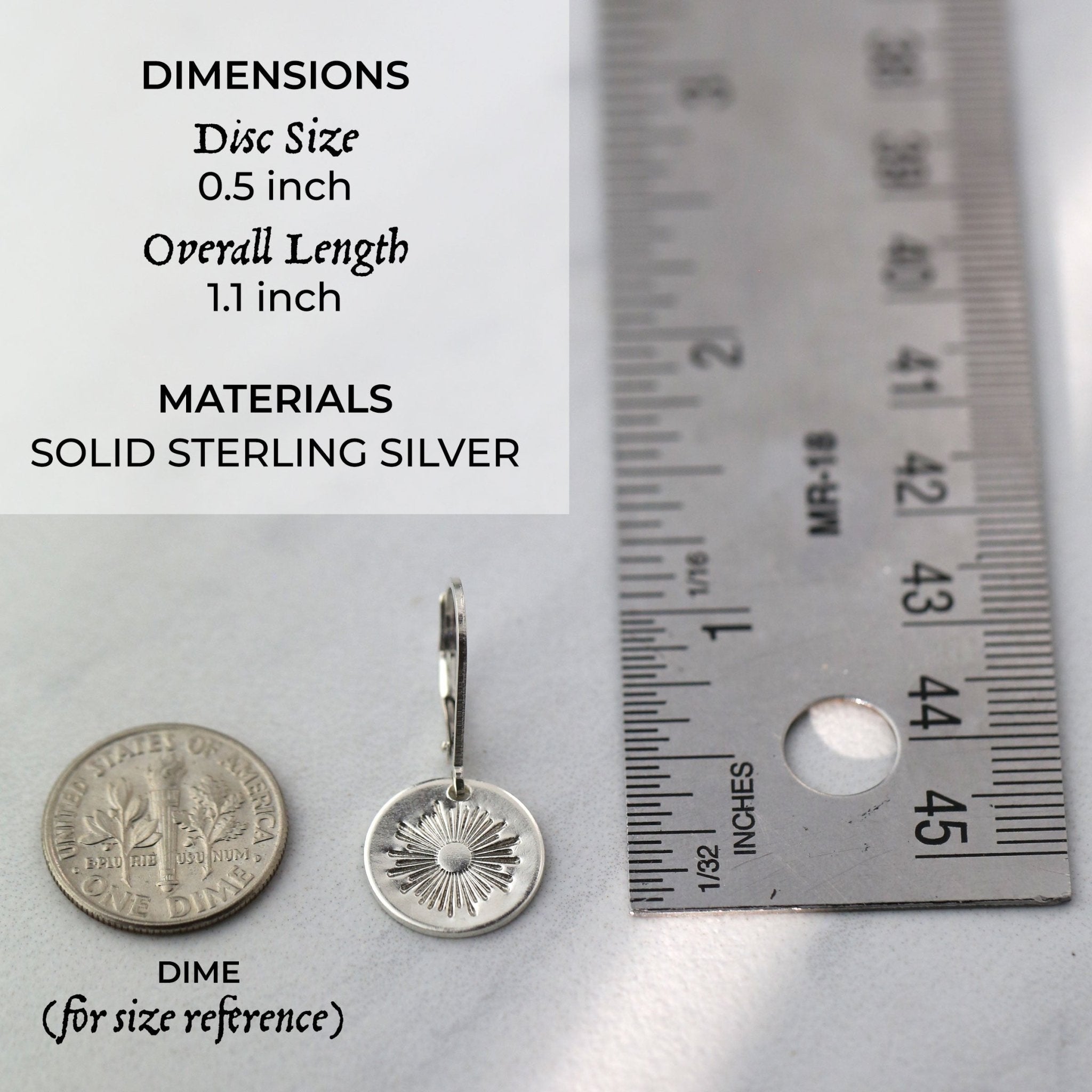 Silver Stamped Sunburst Lever-back Earrings