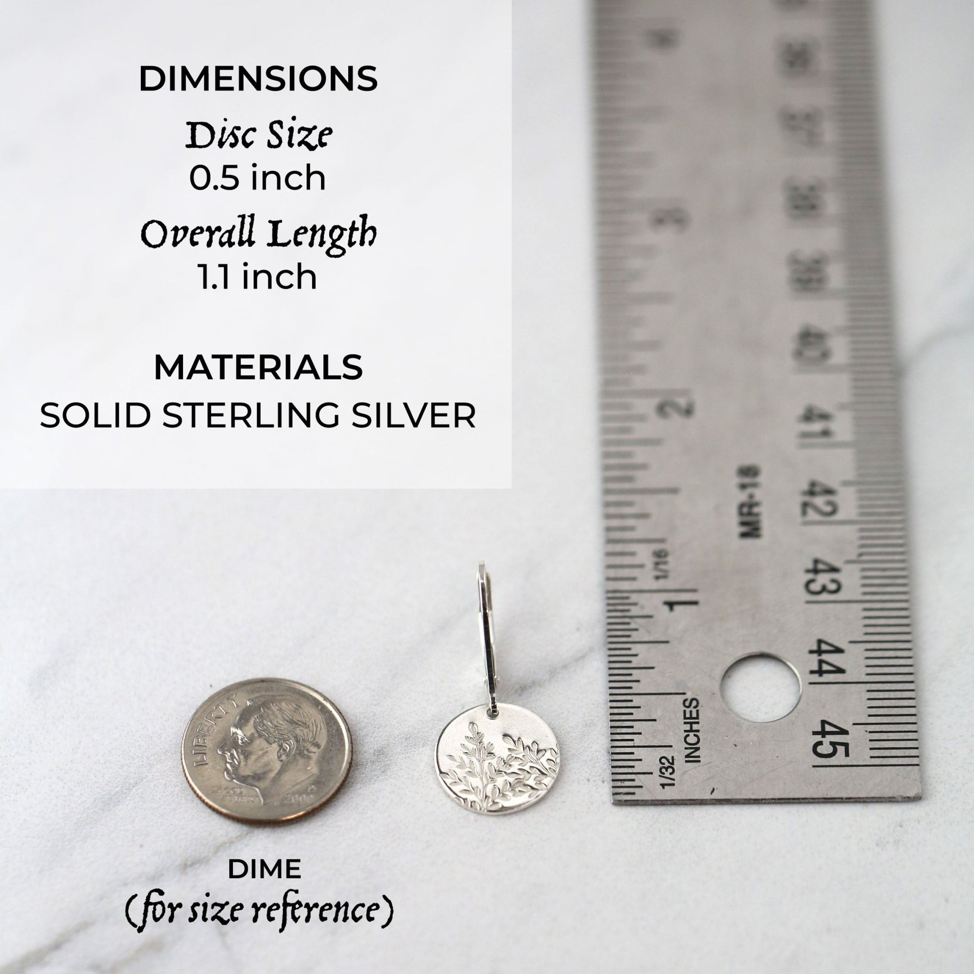 Silver Wildflower Medium Disc Lever - back Earrings jewelry handmade by Burnish