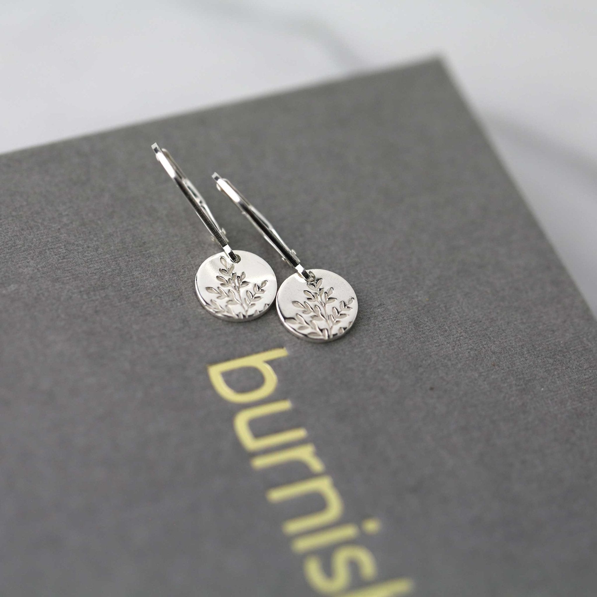 Silver Wildflower Tiny Disc Lever-back Earrings