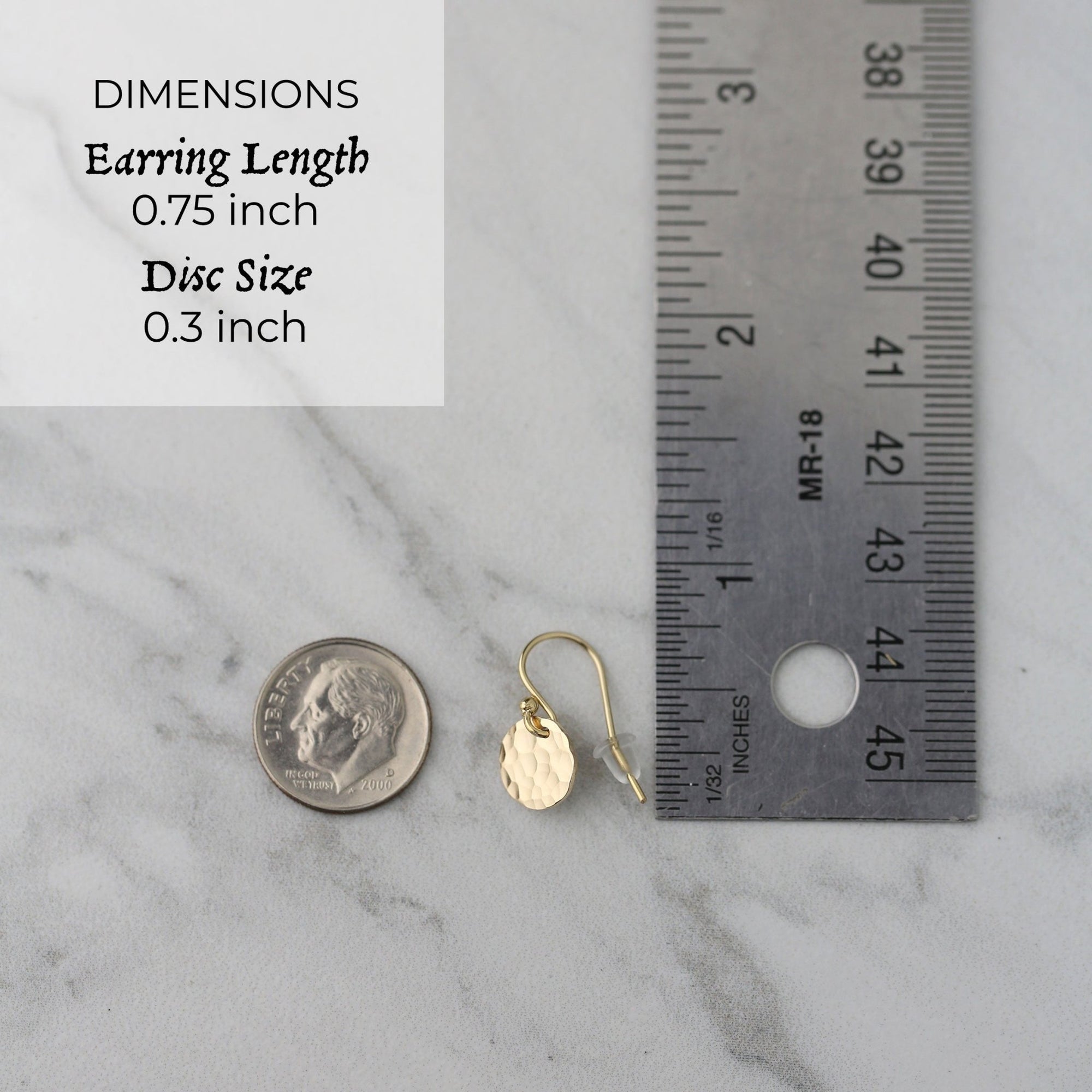 Small Gold Hammered Disc Earrings jewelry handmade by Burnish