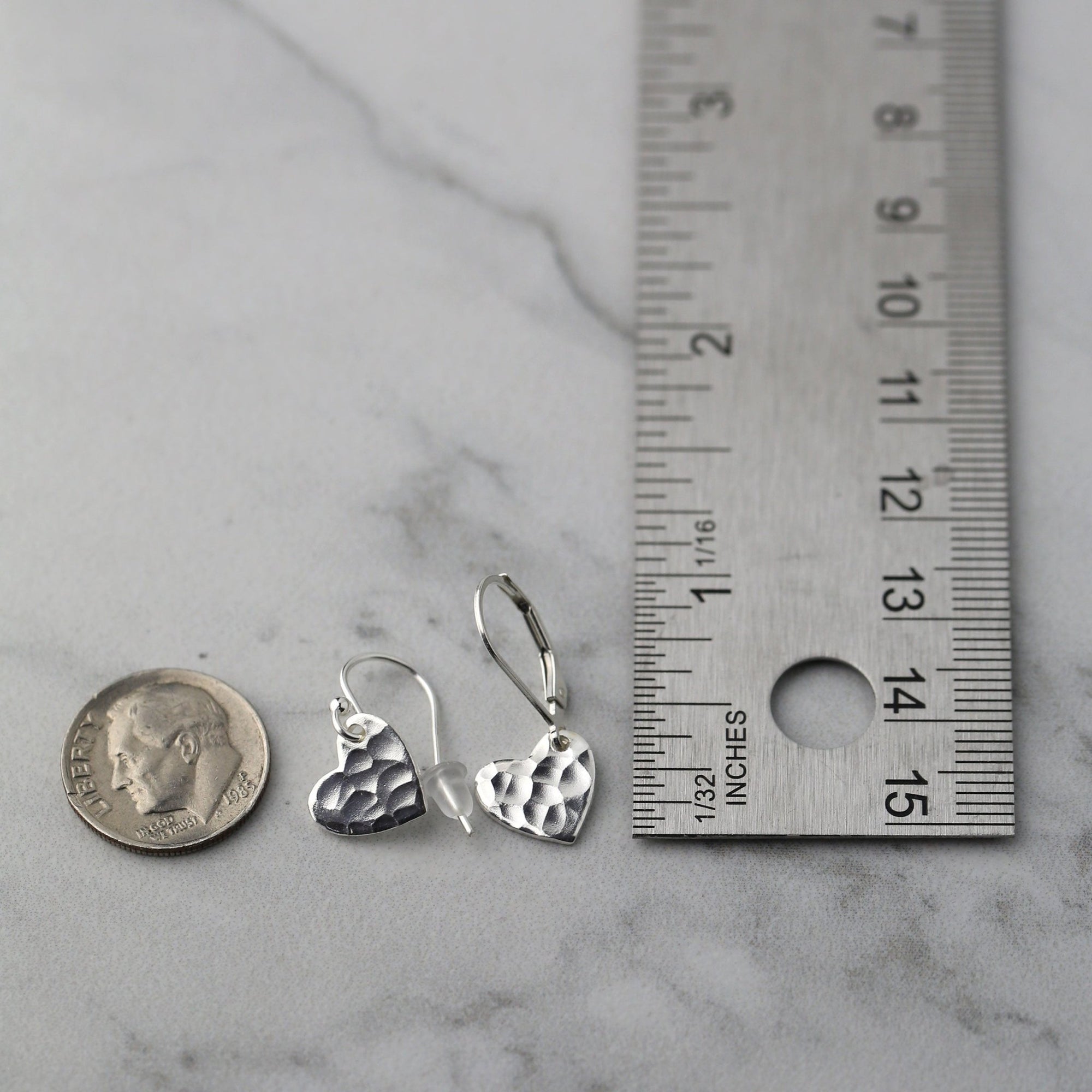 Small Hammered Heart Earrings handmade by Burnish