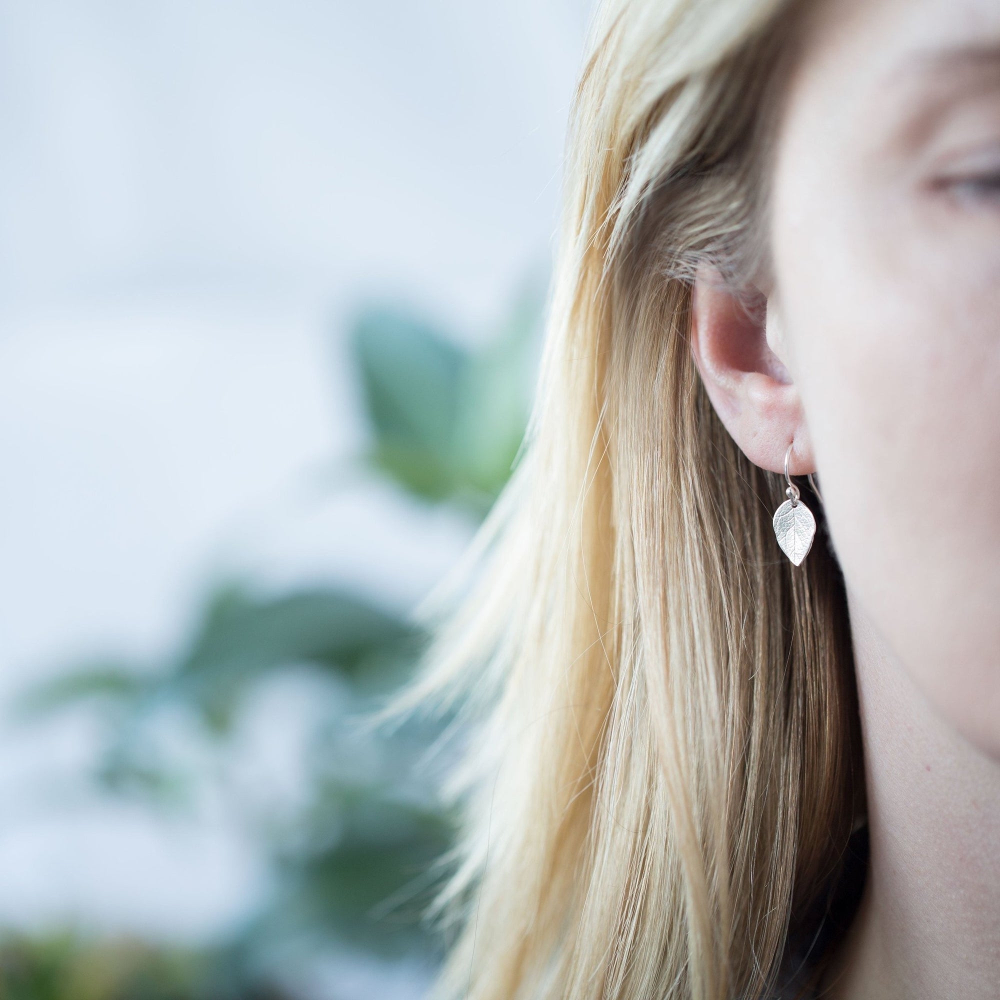 Sterling Silver Leaf Earrings - Handmade Jewelry by Burnish