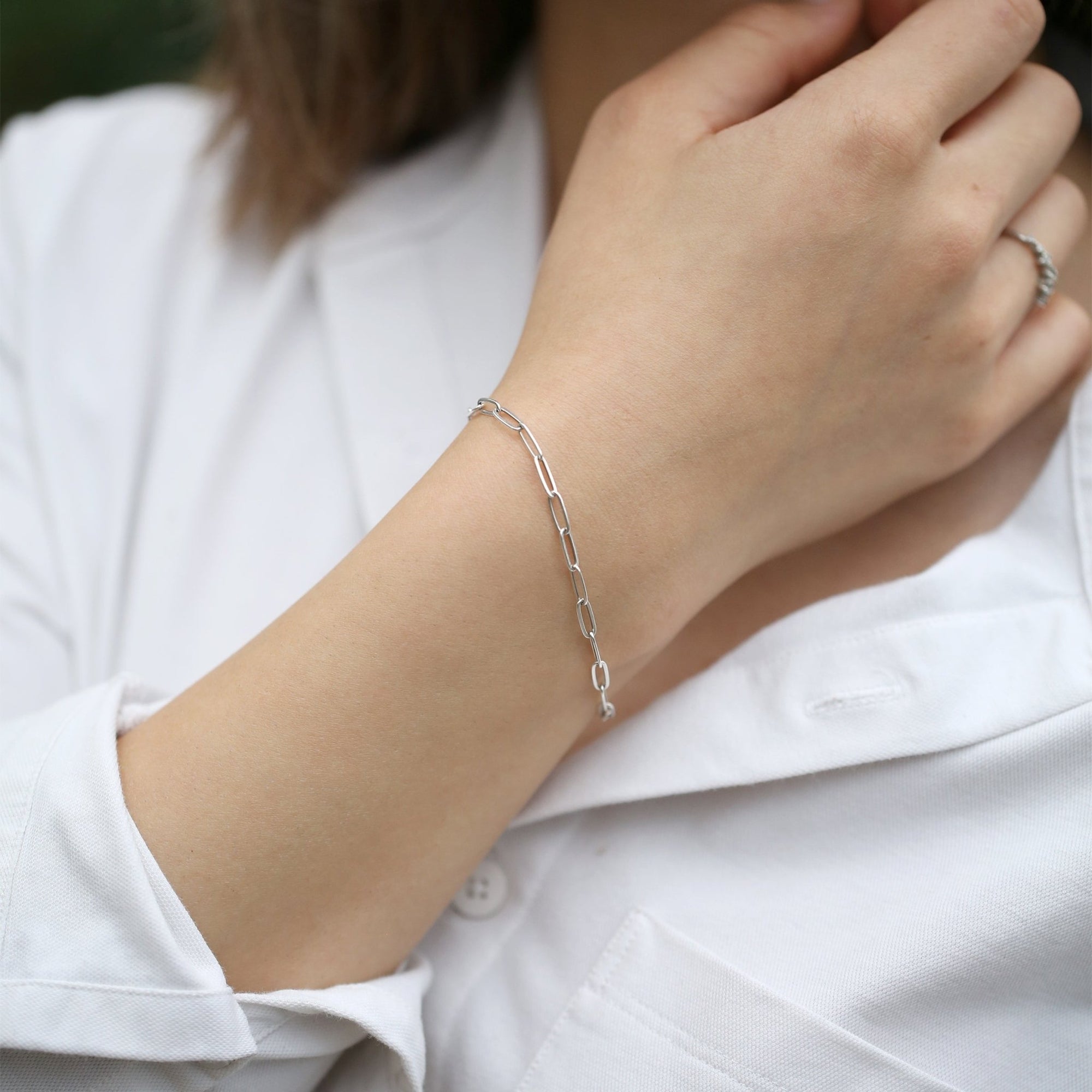 Elegant Elongated Link Chain Bracelet jewelry handmade by Burnish
