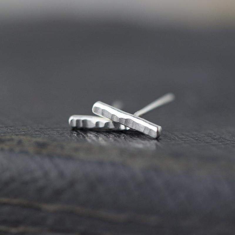 Tiny Bar Stud Earrings - Handmade Jewelry by Burnish