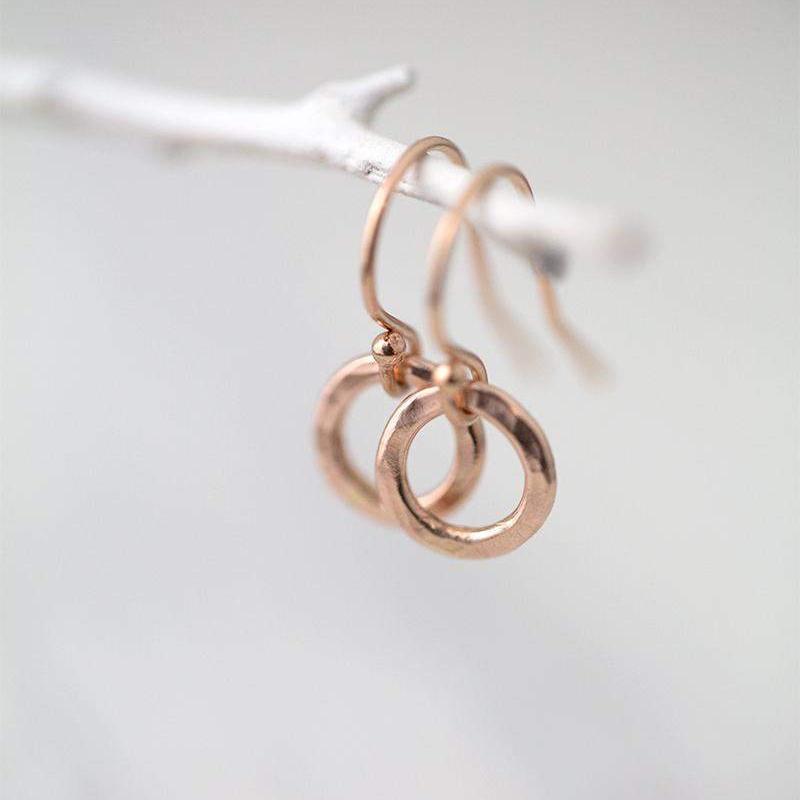 Tiny Circle Earrings - Rose Gold Filled - Handmade Jewelry by Burnish