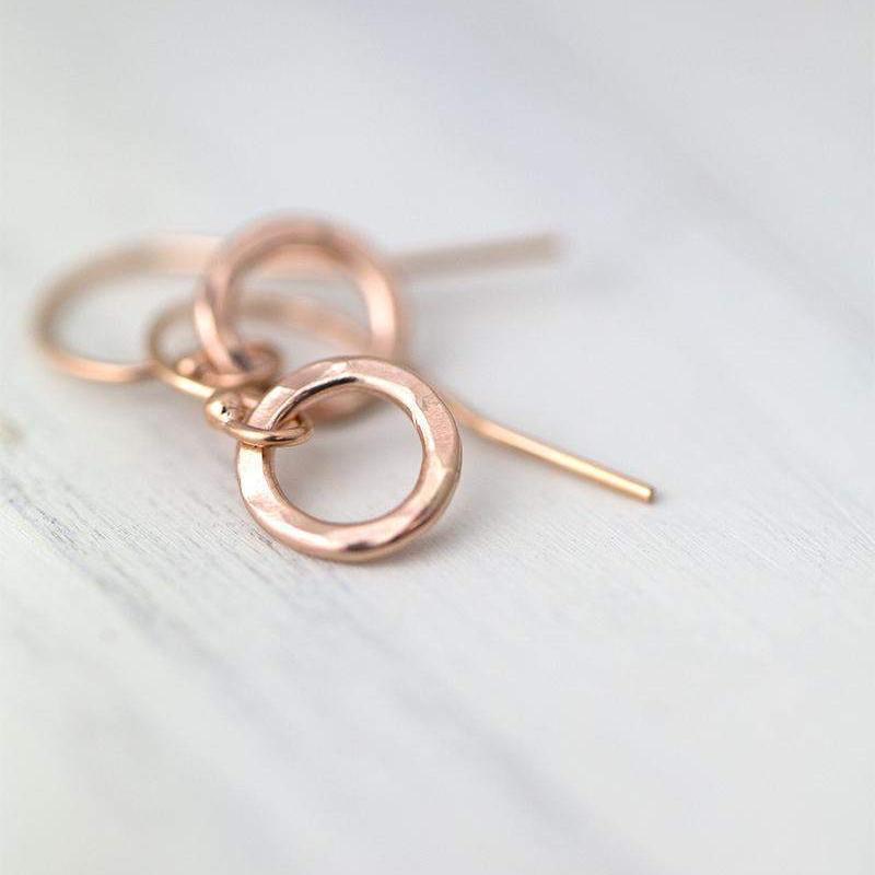 Tiny Circle Earrings - Rose Gold Filled - Handmade Jewelry by Burnish