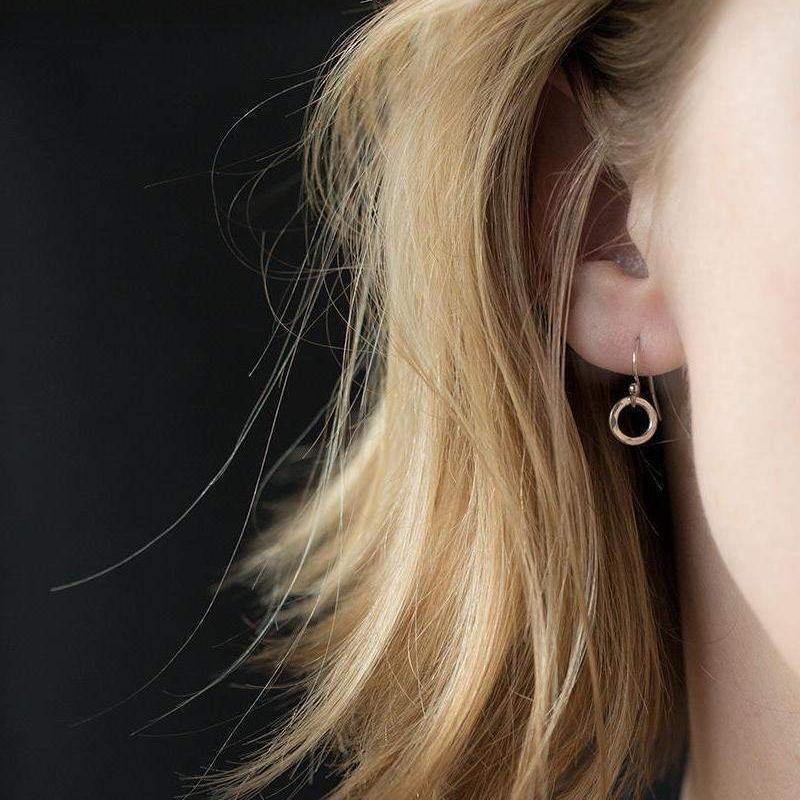 Tiny Circle Earrings - Rose Gold Filled jewelry handmade by Burnish