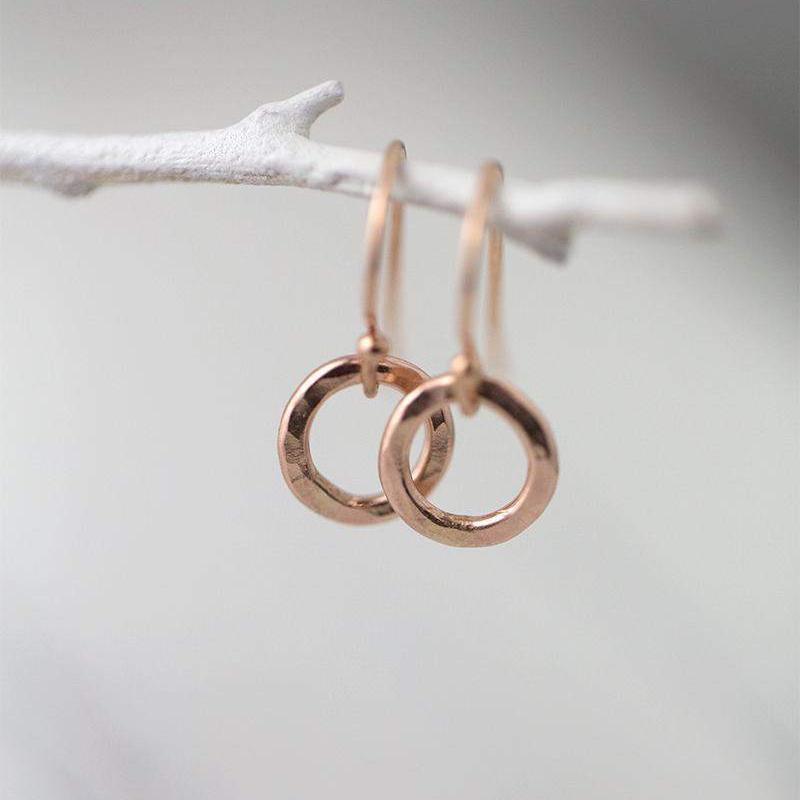 Tiny Circle Earrings - Rose Gold Filled jewelry handmade by Burnish