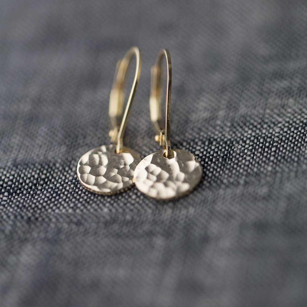 Tiny Disk Lever-back Earrings - Handmade Jewelry by Burnish