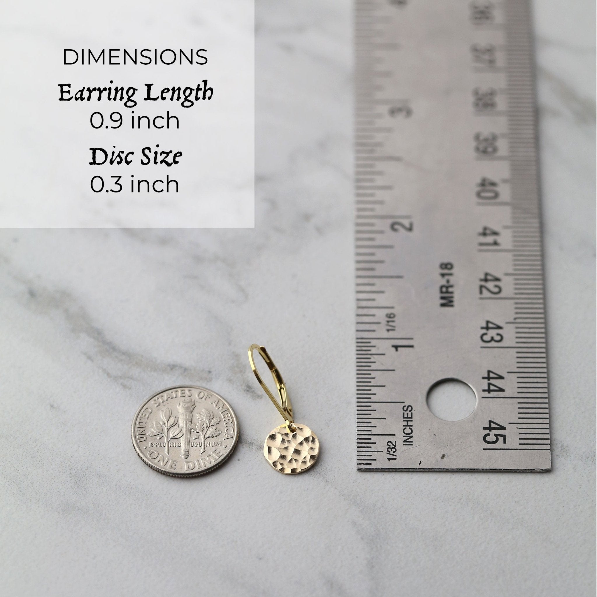 Tiny Gold Hammered Disc Lever-back Earrings