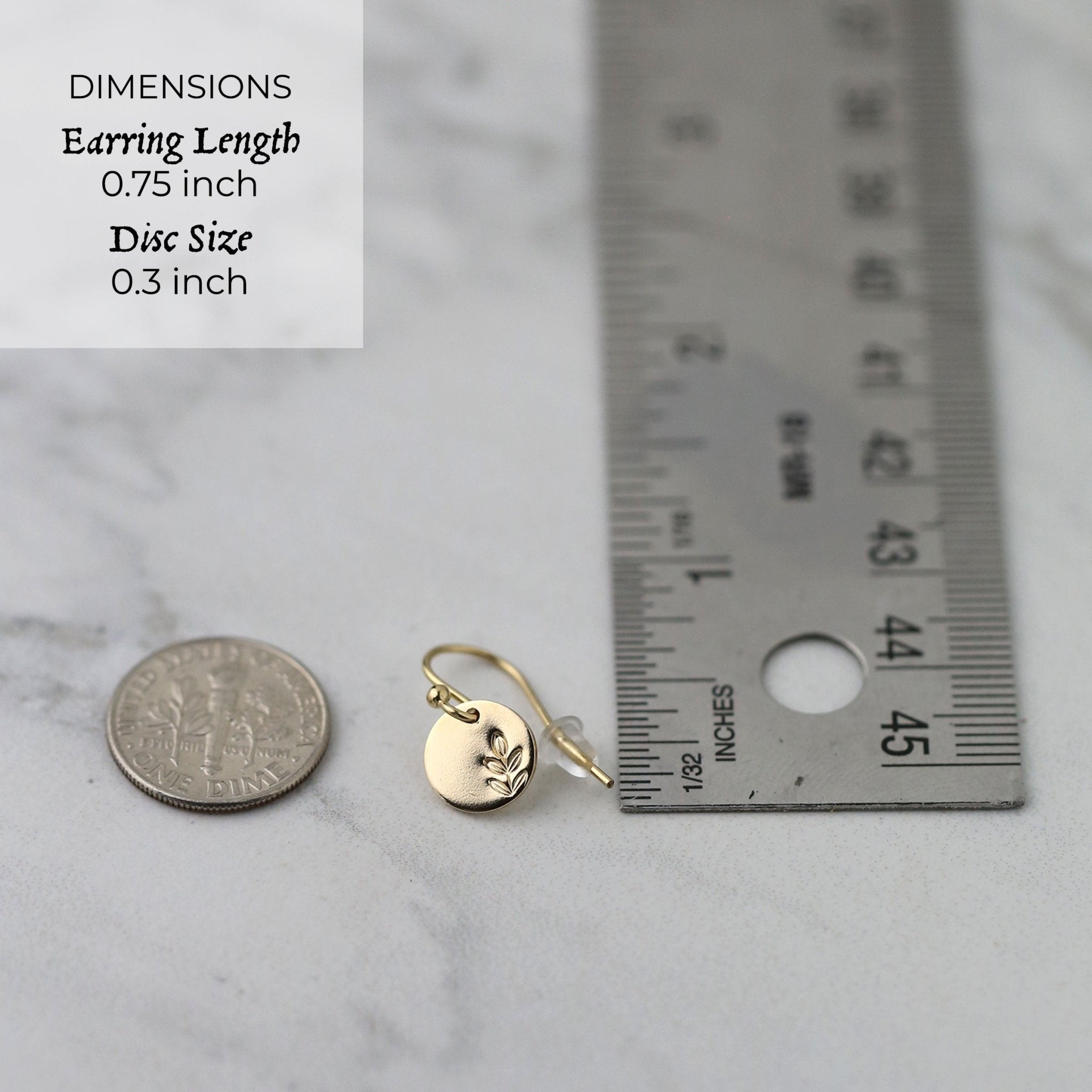 Tiny Gold Stamped Leaf Earrings