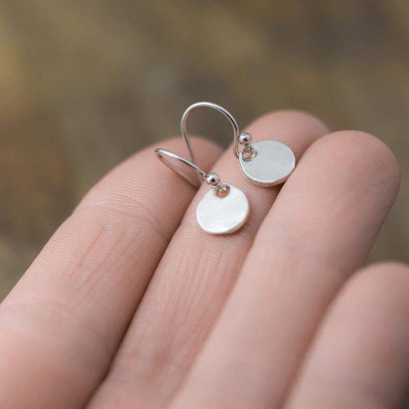 Tiny Organic Coin Earrings - Jewelry by Burnish