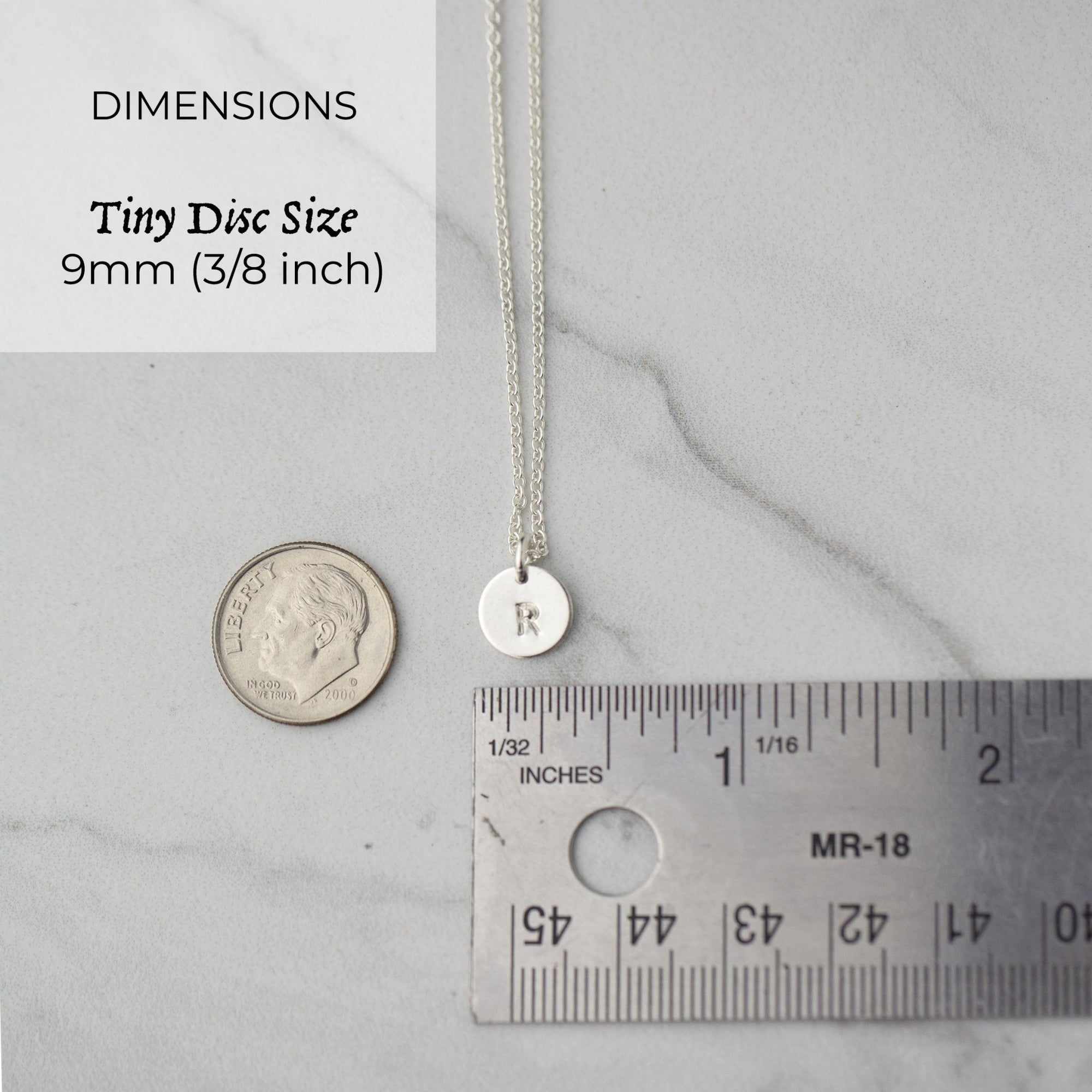 Tiny Stamped Initial Disc Necklace