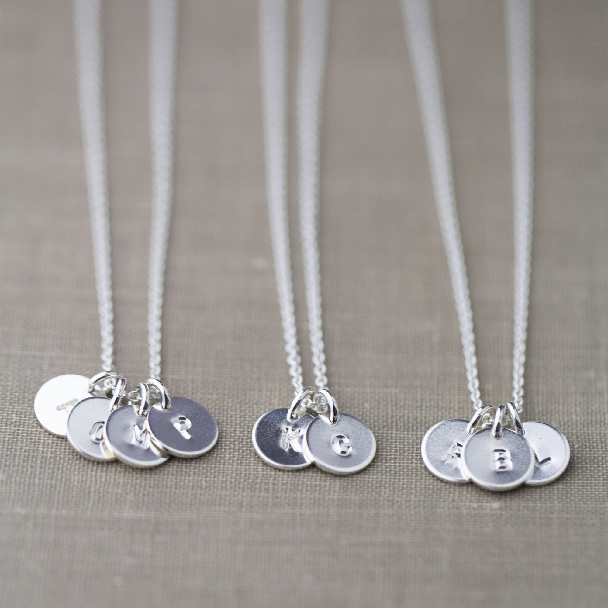 Tiny Stamped Initial Disc Necklace