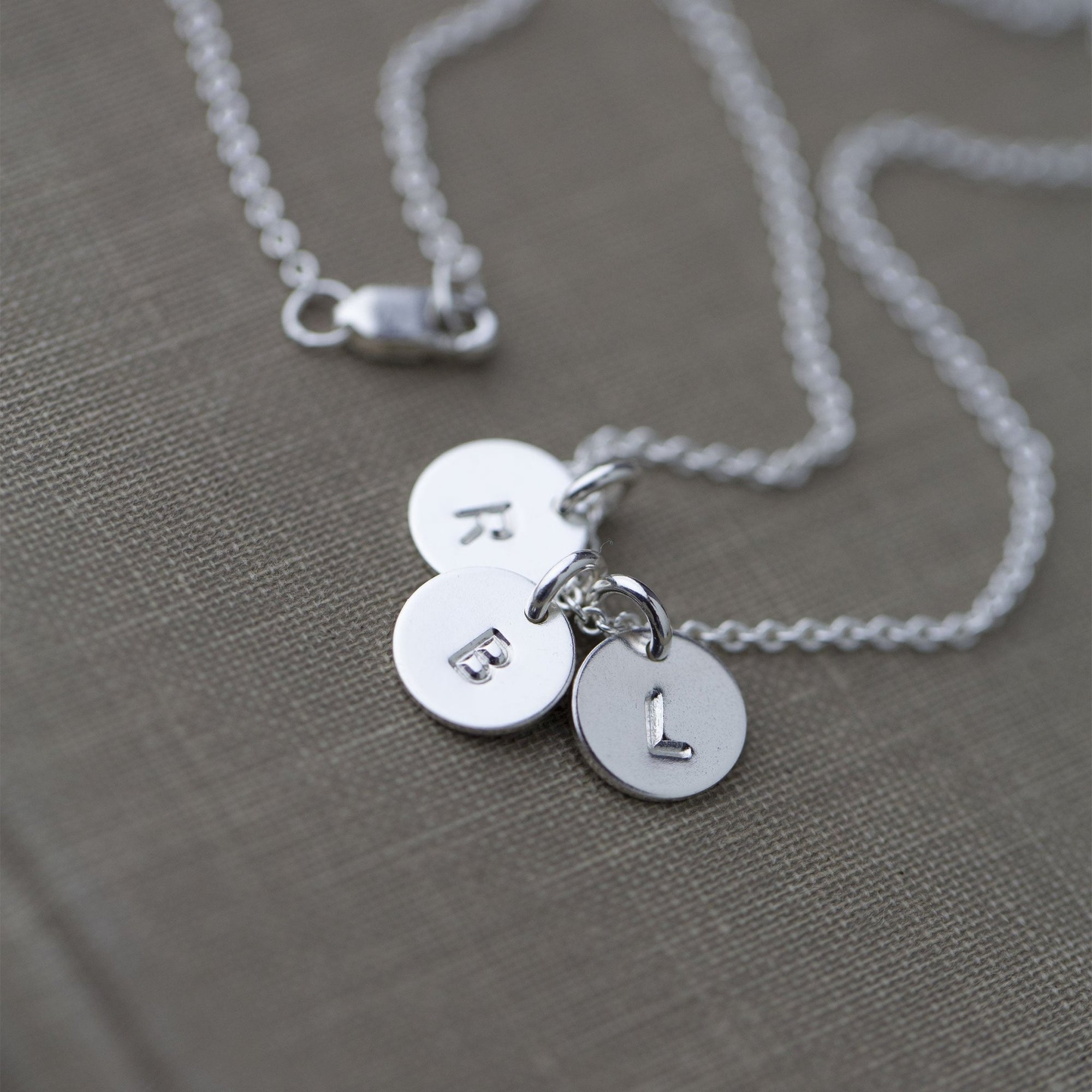 Tiny Stamped Initial Disc Necklace