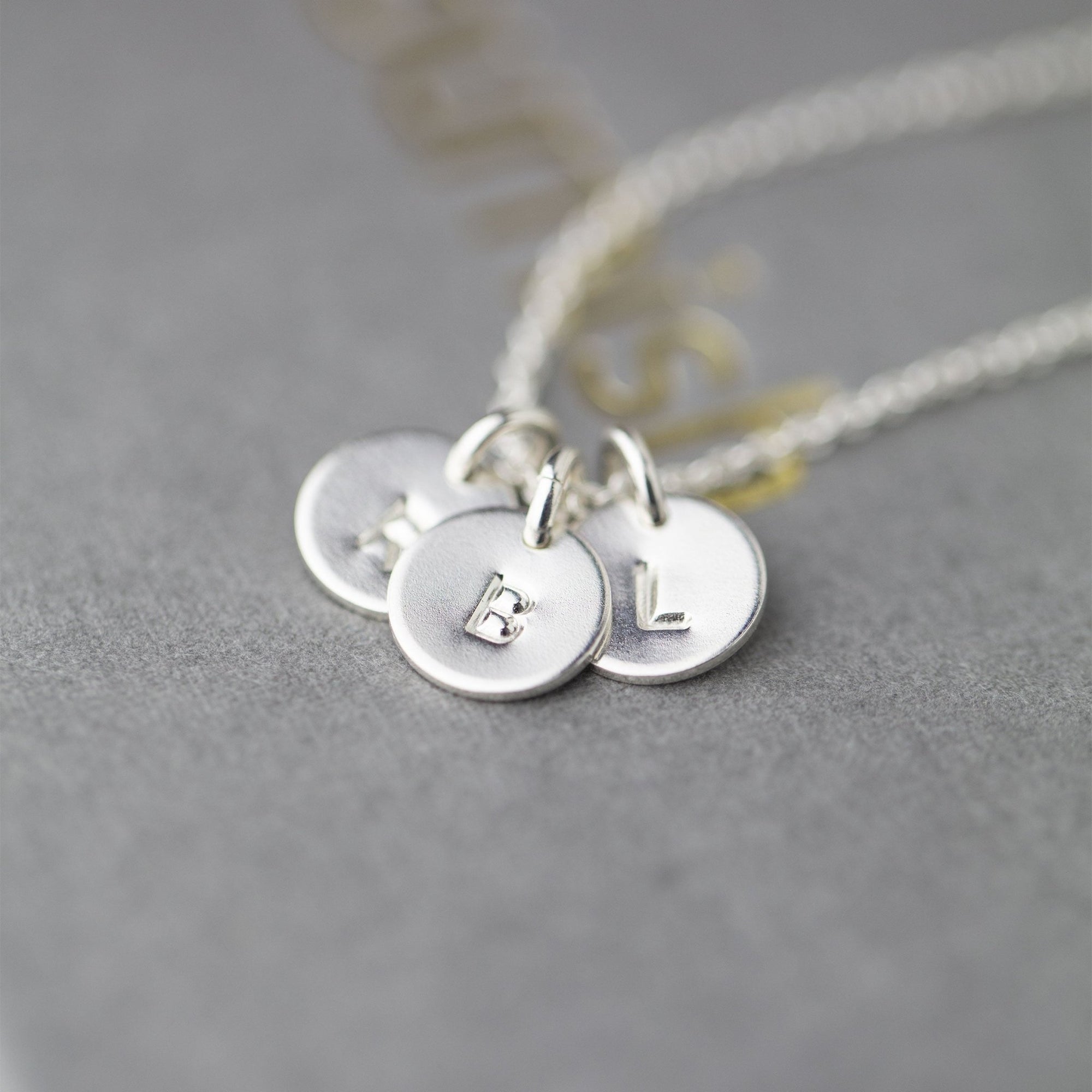 Tiny Stamped Initial Disc Necklace