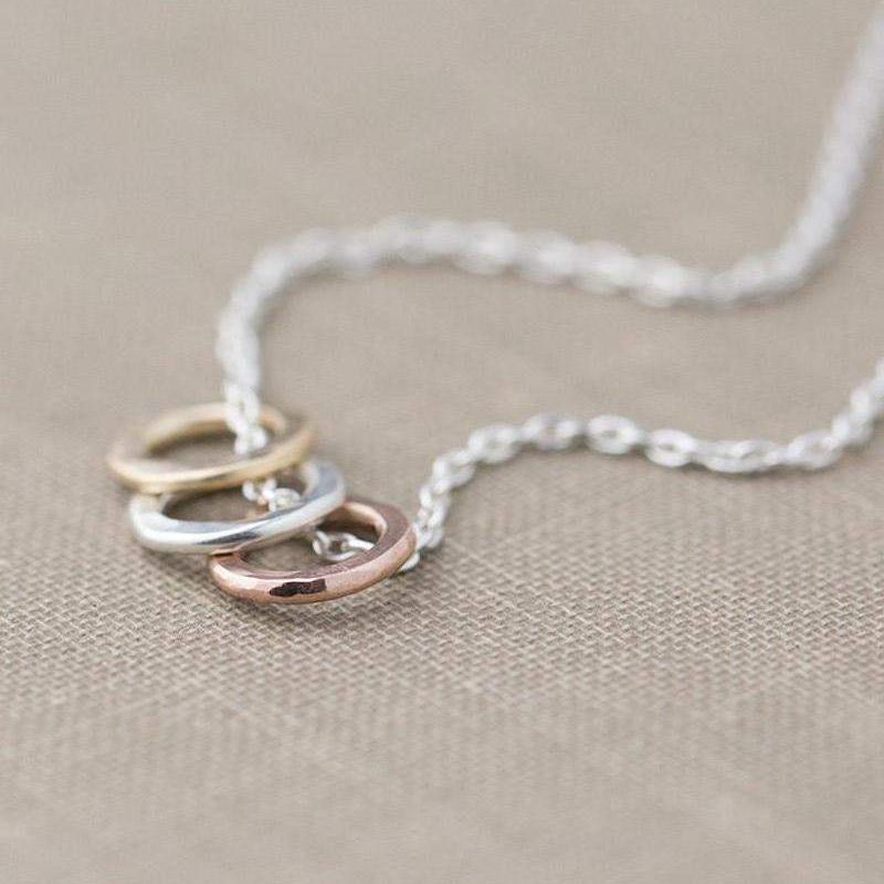 Tiny Three Ring Circle Necklace - Handmade Jewelry by Burnish