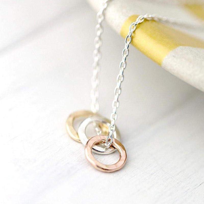 Tiny Three Ring Circle Necklace – Burnish
