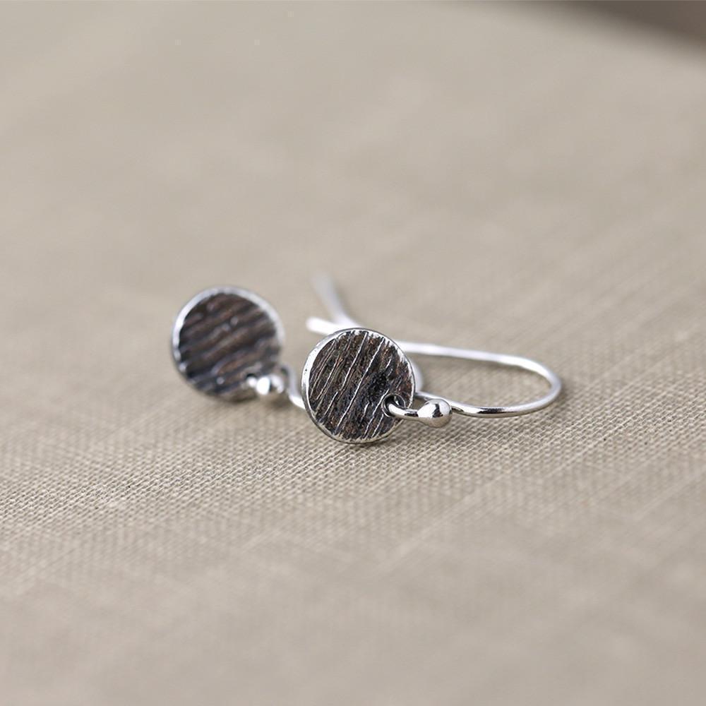 Tiny Woodgrain Dot Earrings jewelry handmade by Burnish