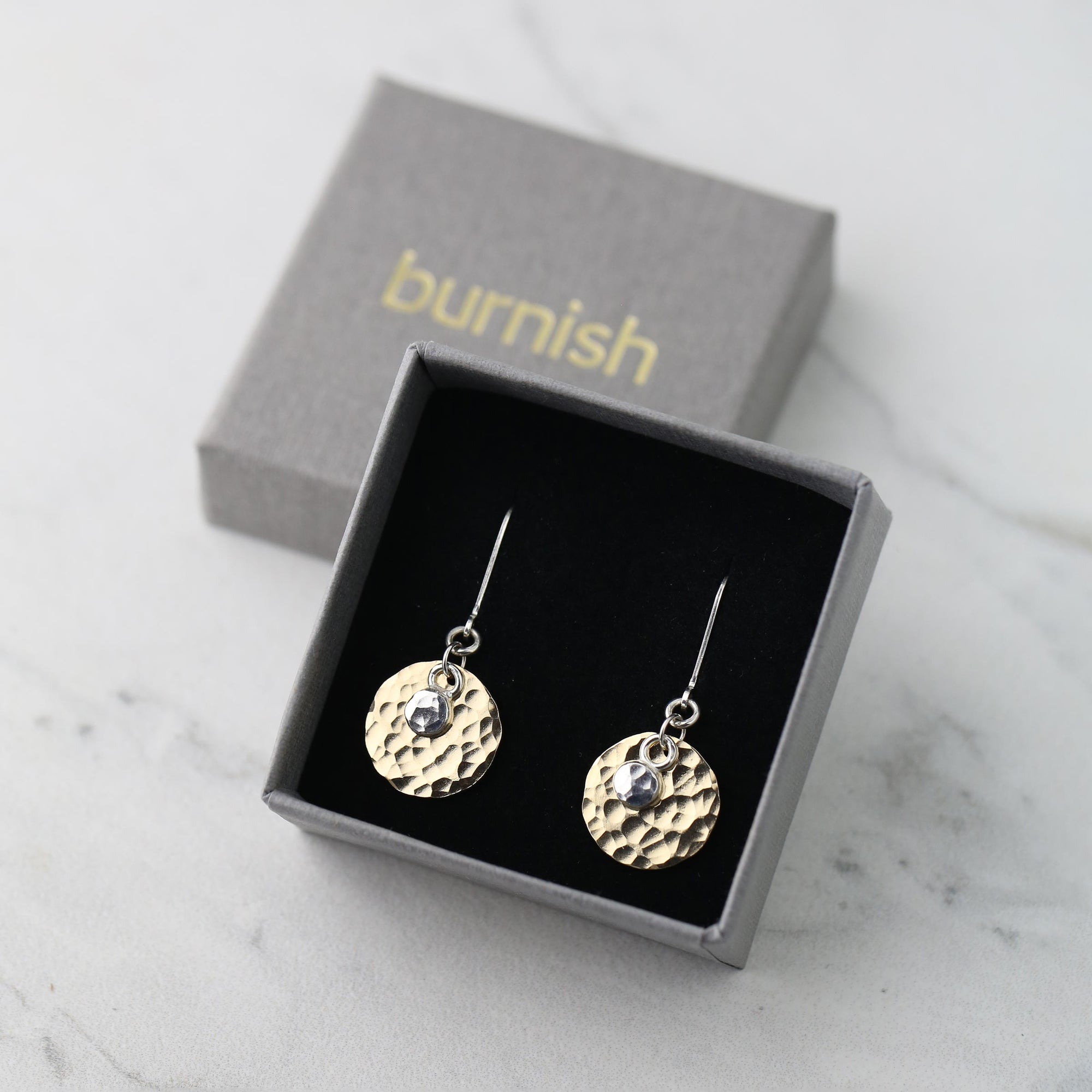 Mixed Metal Disc &amp; Dot Earrings