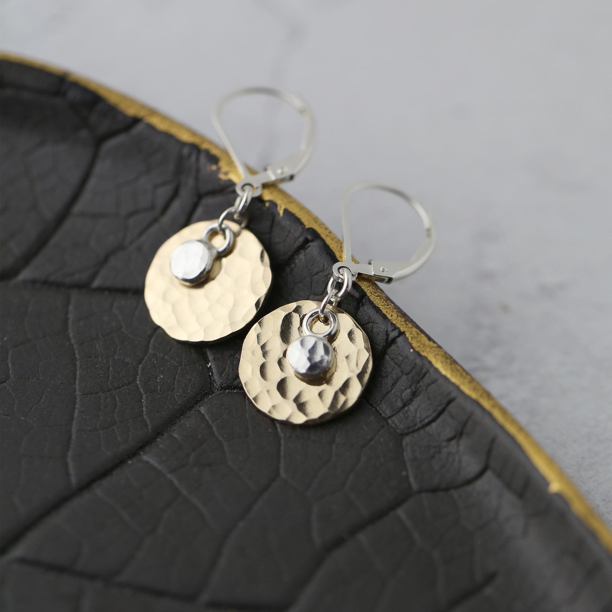 Mixed Metal Disc &amp; Dot Earrings
