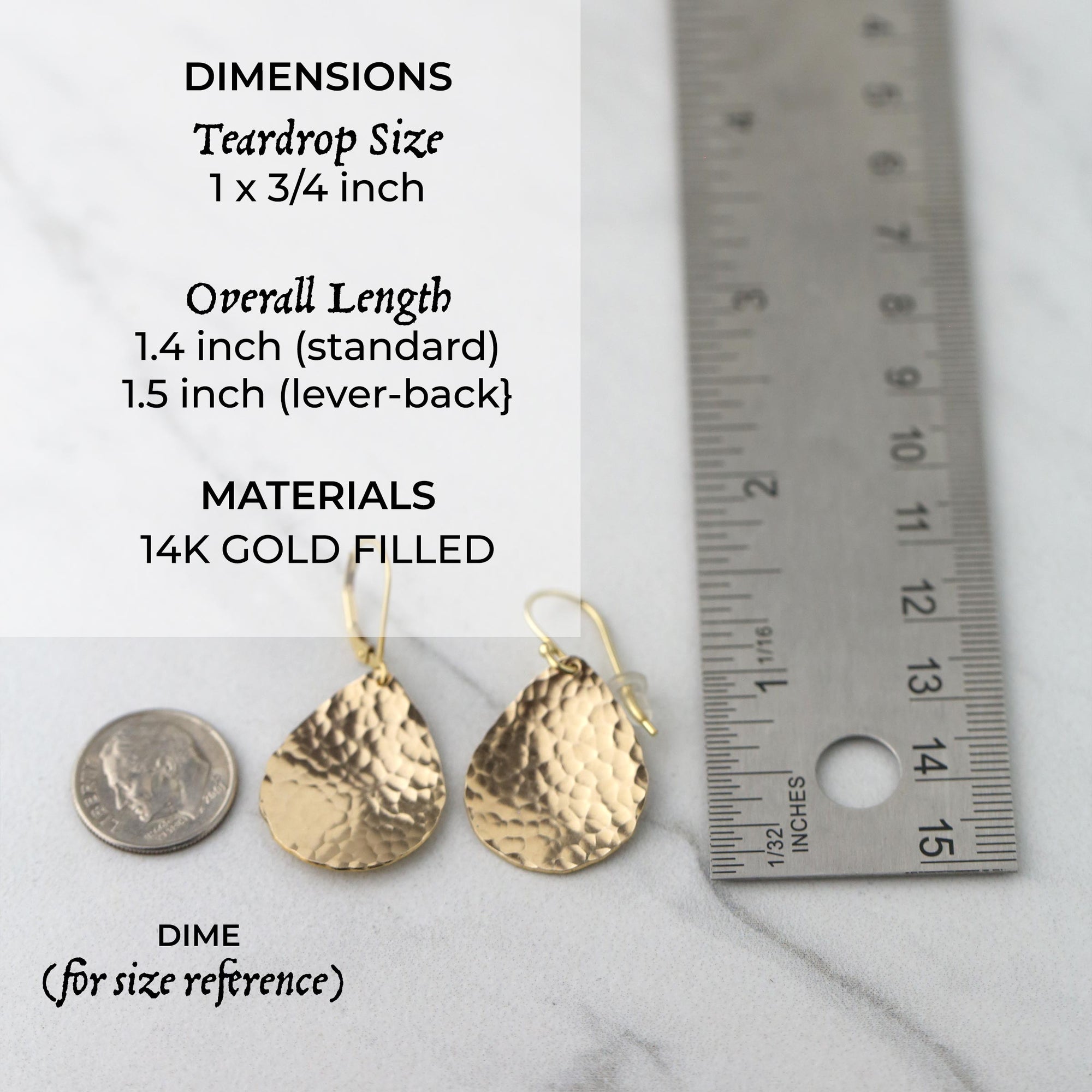 Gold Hammered Teardrop Earrings