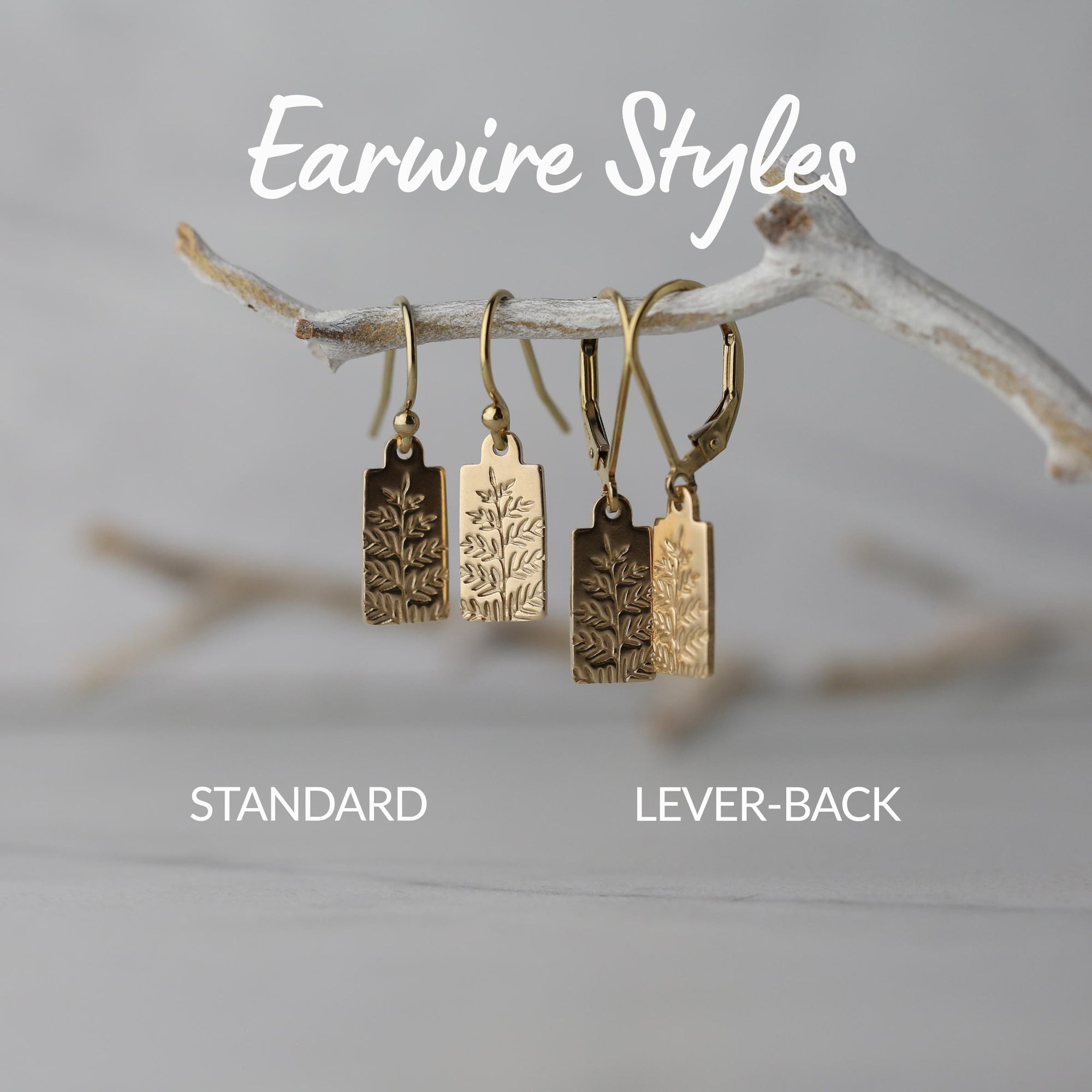Dainty Gold Fern Earrings