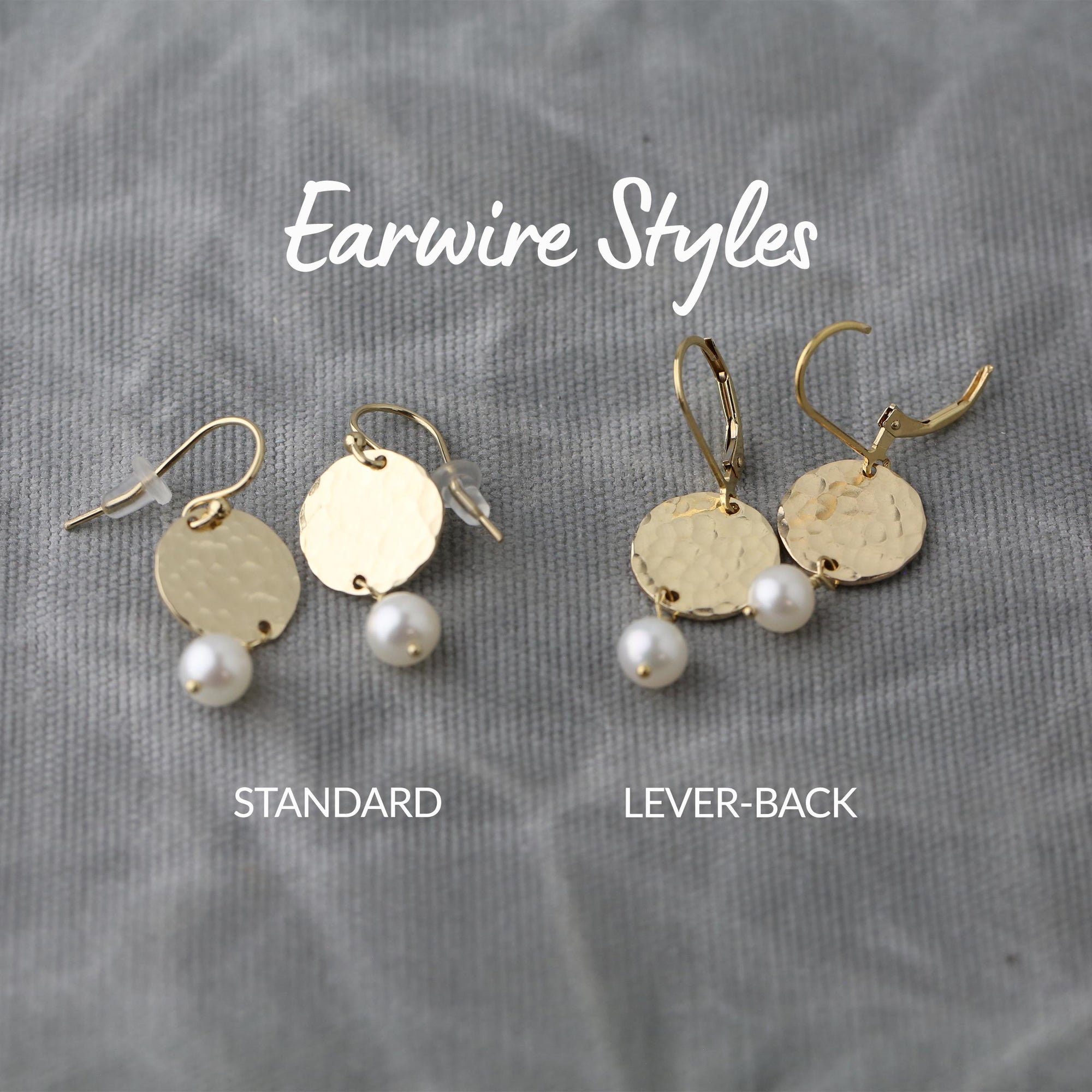 Gold Hammered Disc &amp; Pearl Earrings