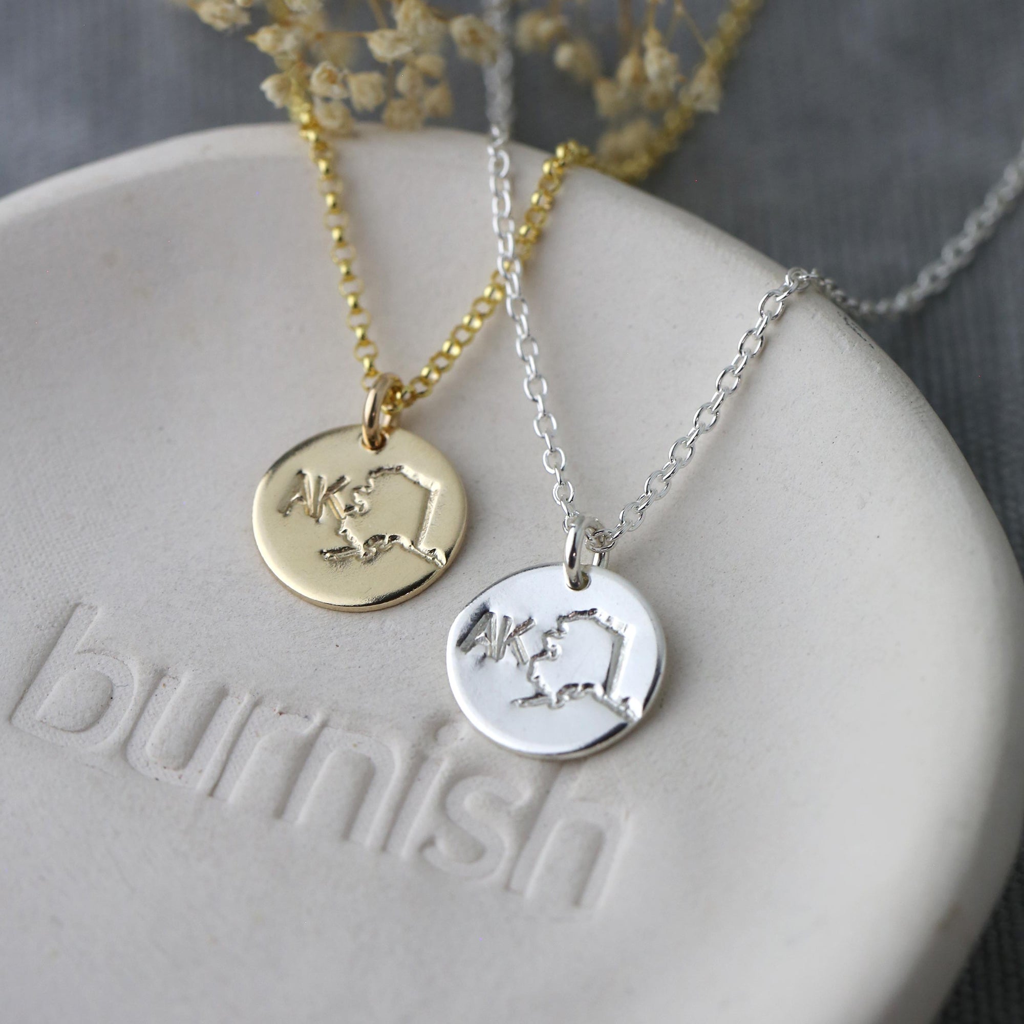 Alaska State AK Necklace
