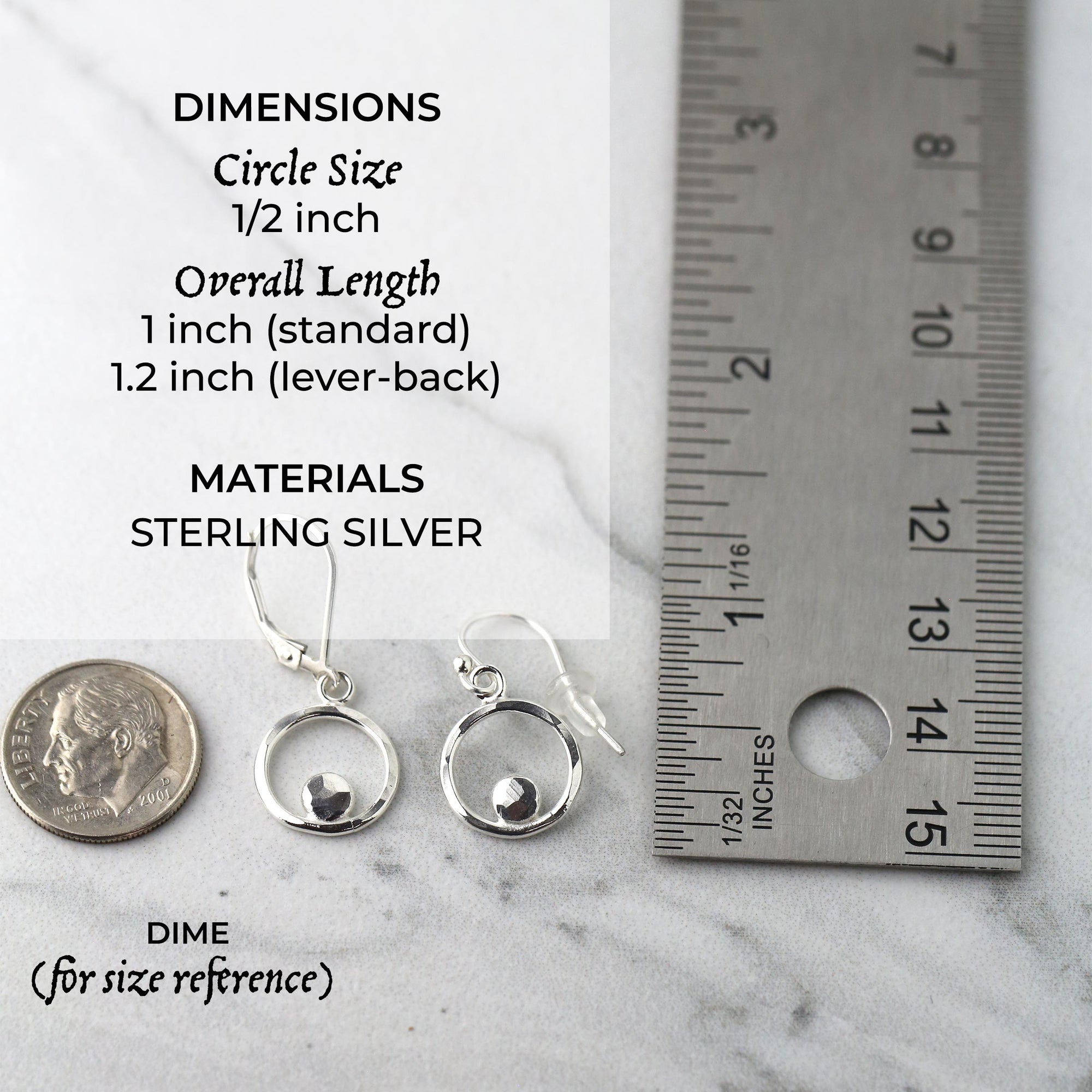 Hammered Silver Circle &amp; Dot Earrings