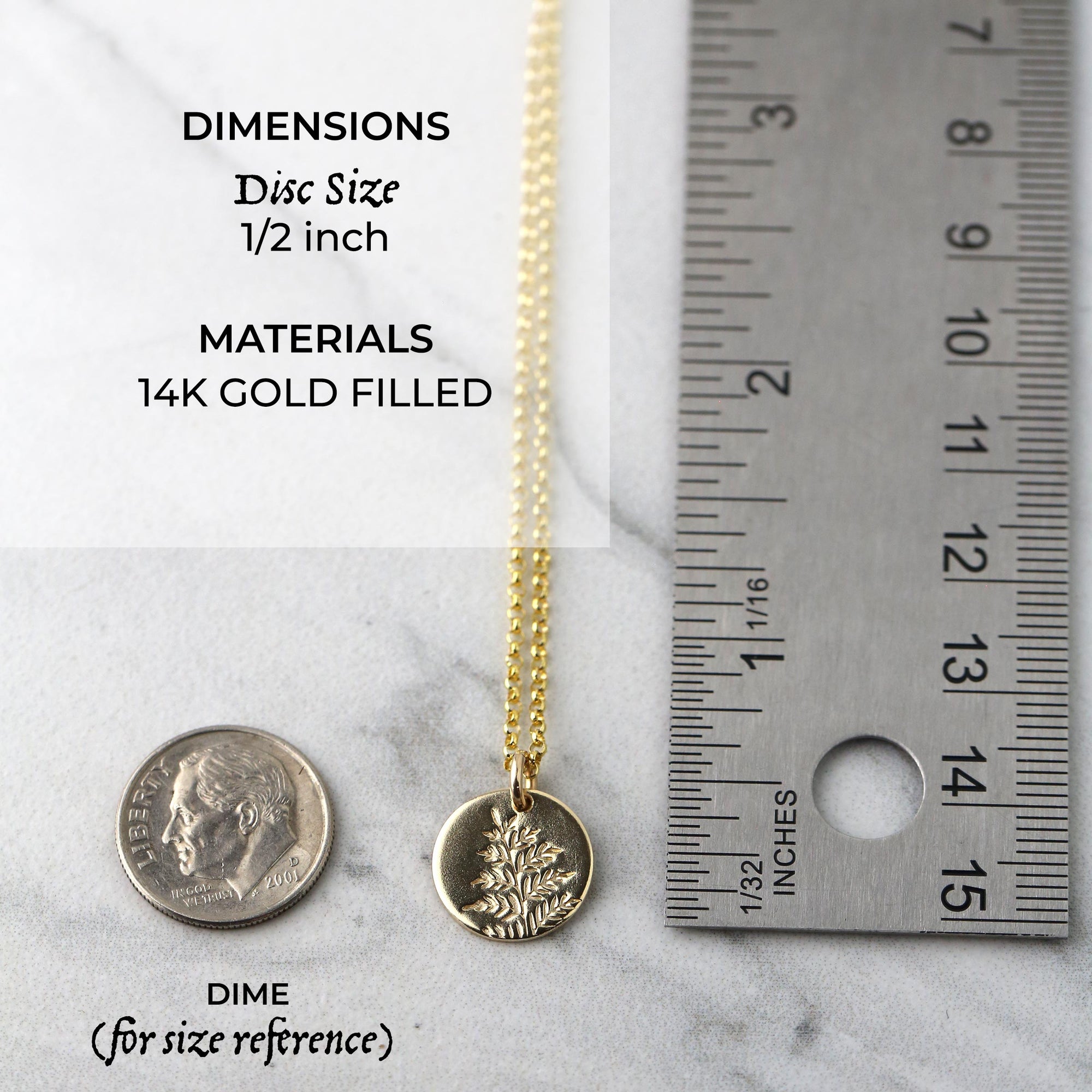 Gold Fern Disc Necklace