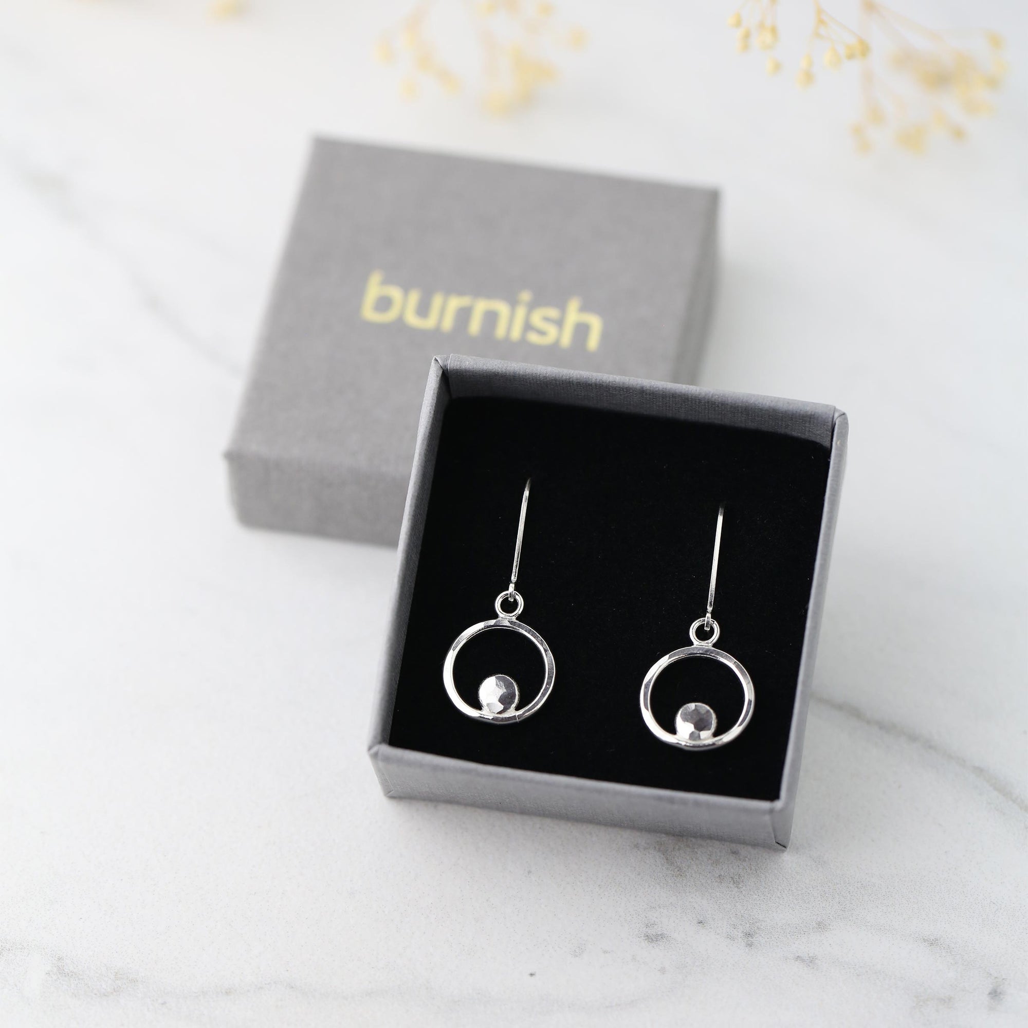 Hammered Silver Circle &amp; Dot Earrings