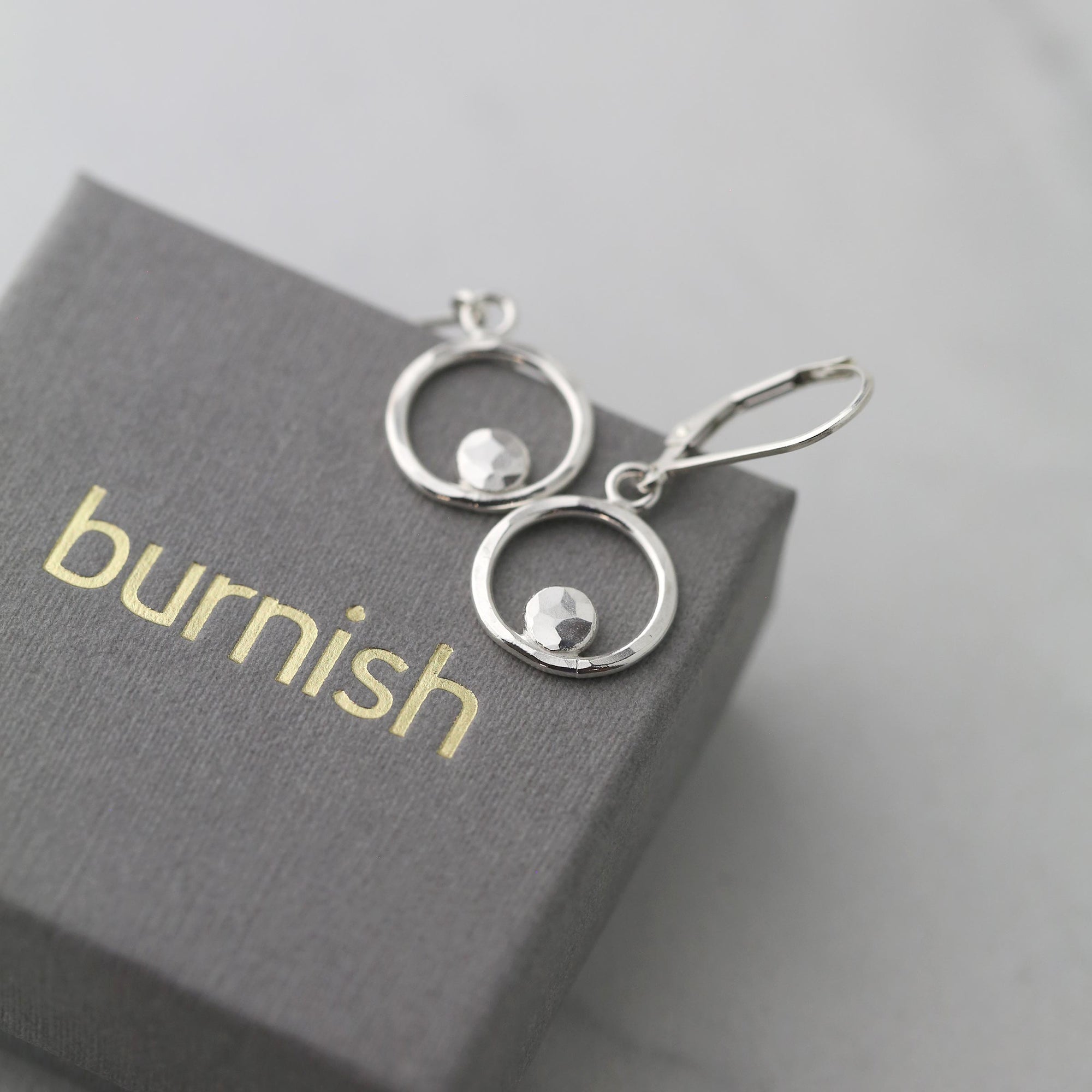 Hammered Silver Circle &amp; Dot Earrings