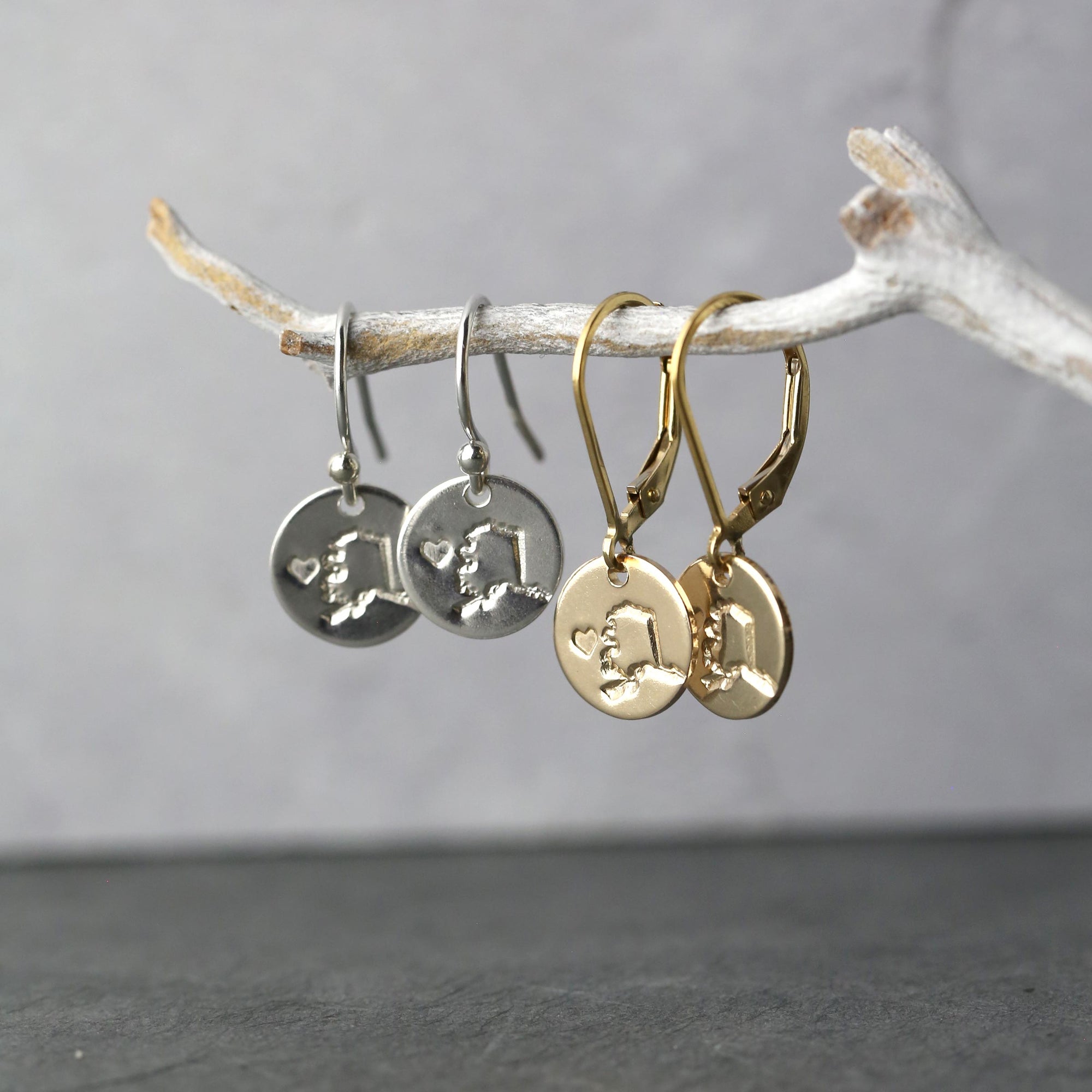Alaska State Love Earrings