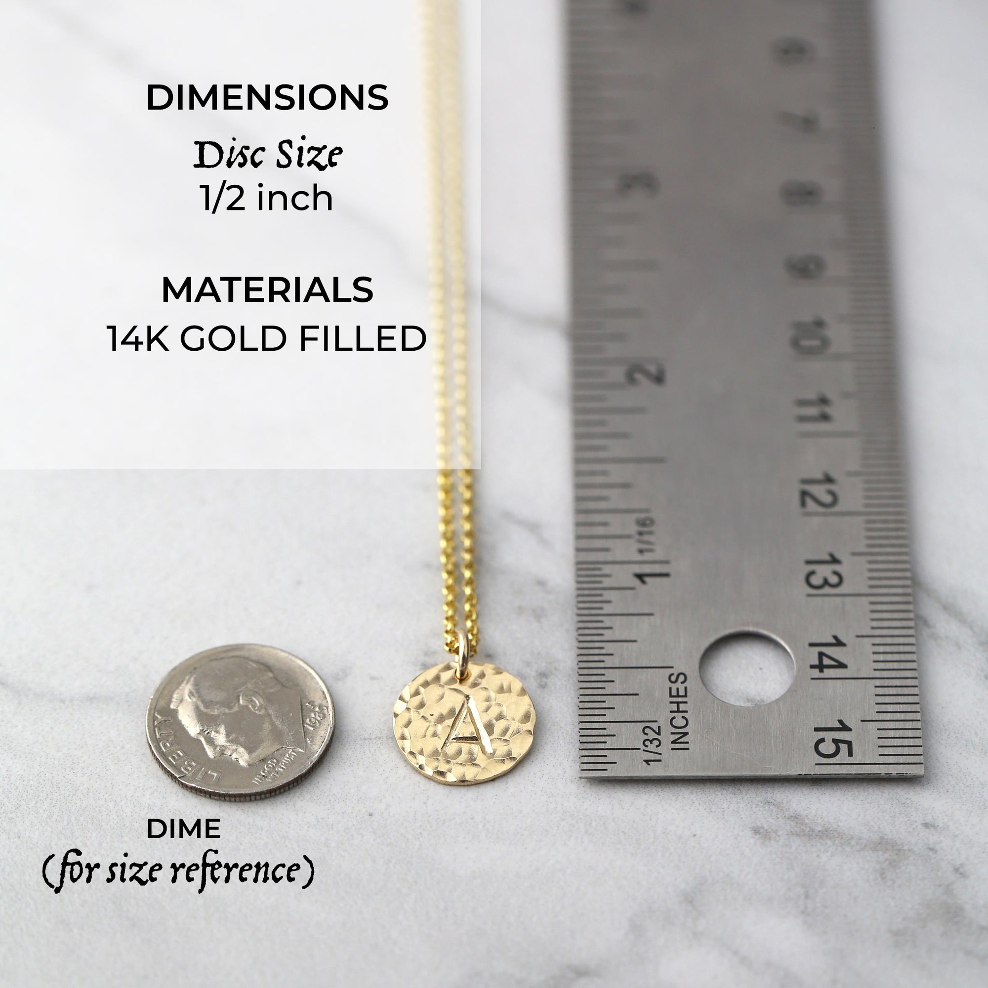 Hammered Gold Initial Disc Necklace
