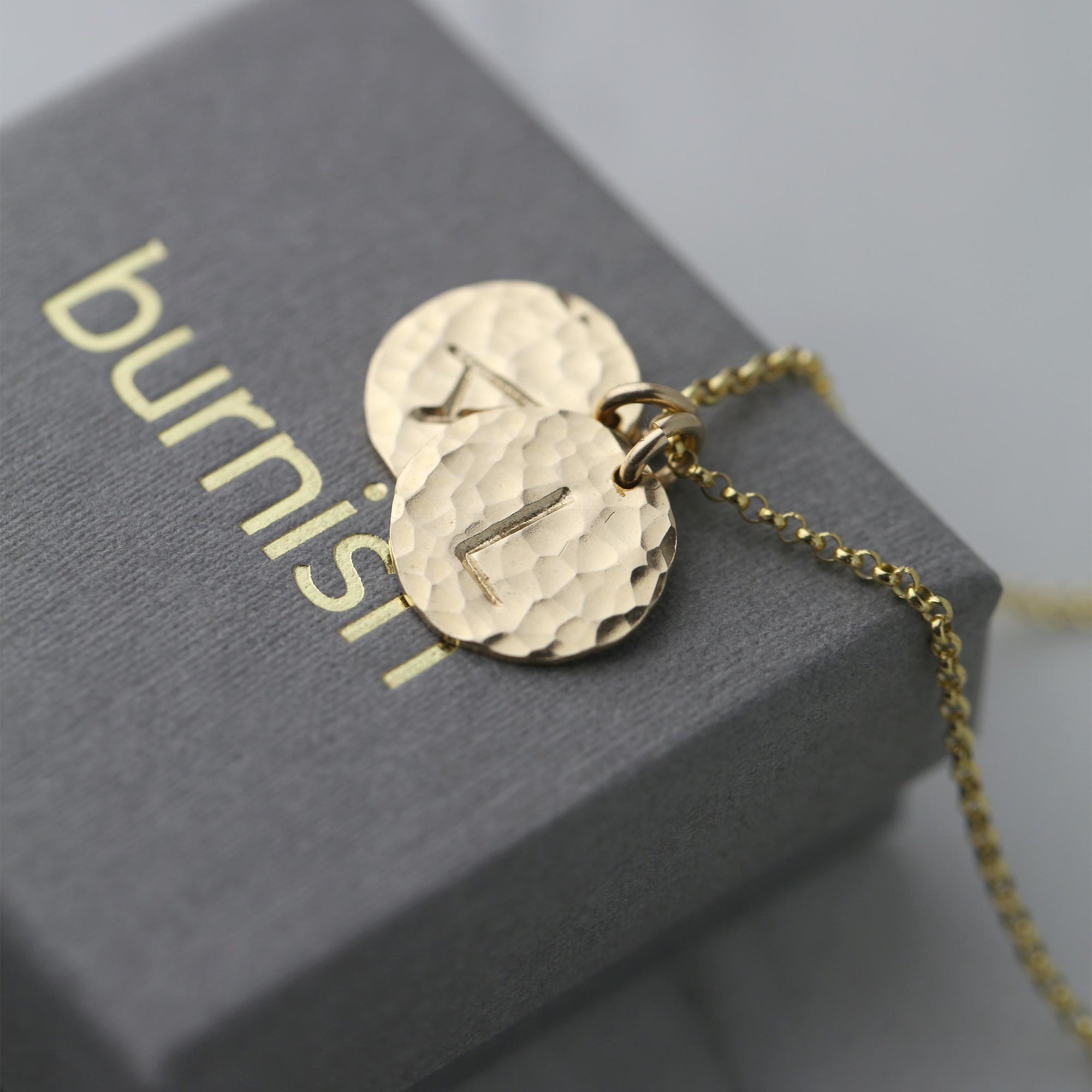 Hammered Gold Initial Disc Necklace