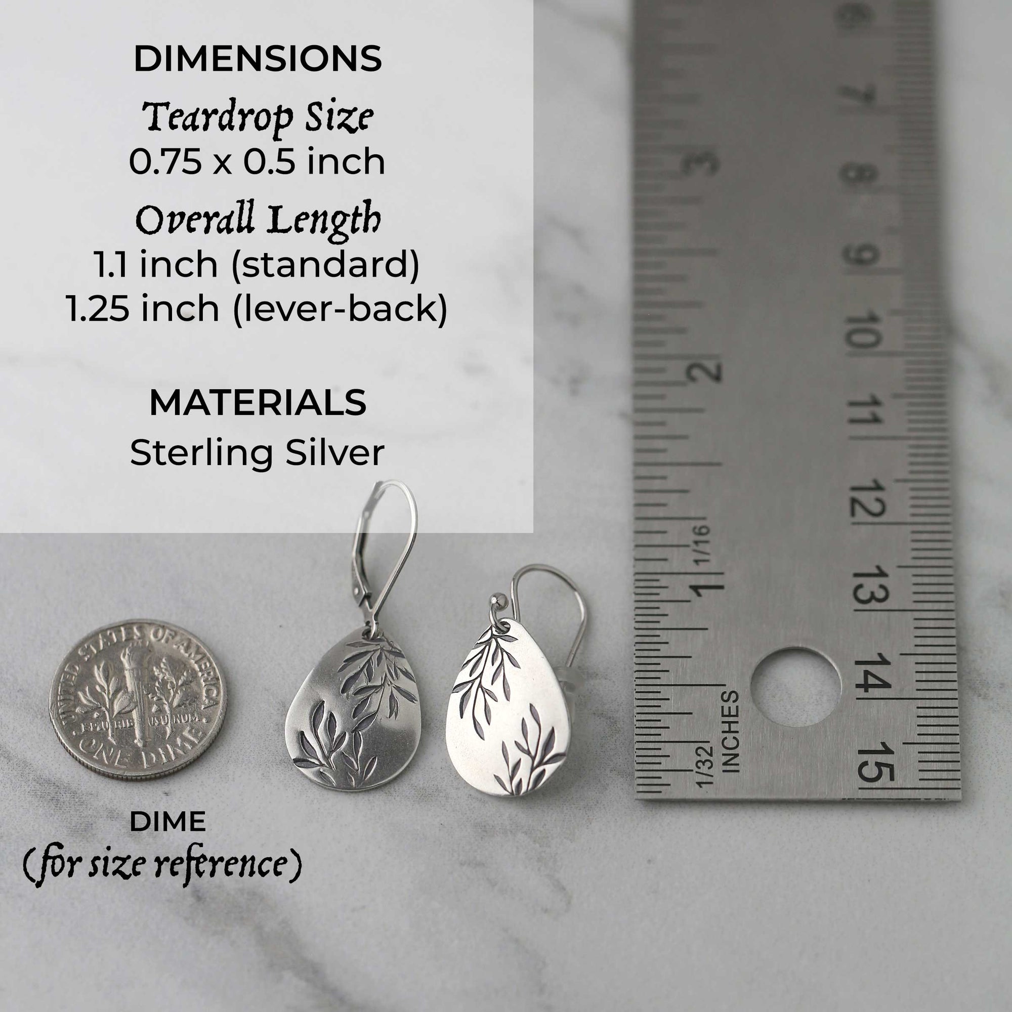 Silver Willow Leaf Teardrop Earrings