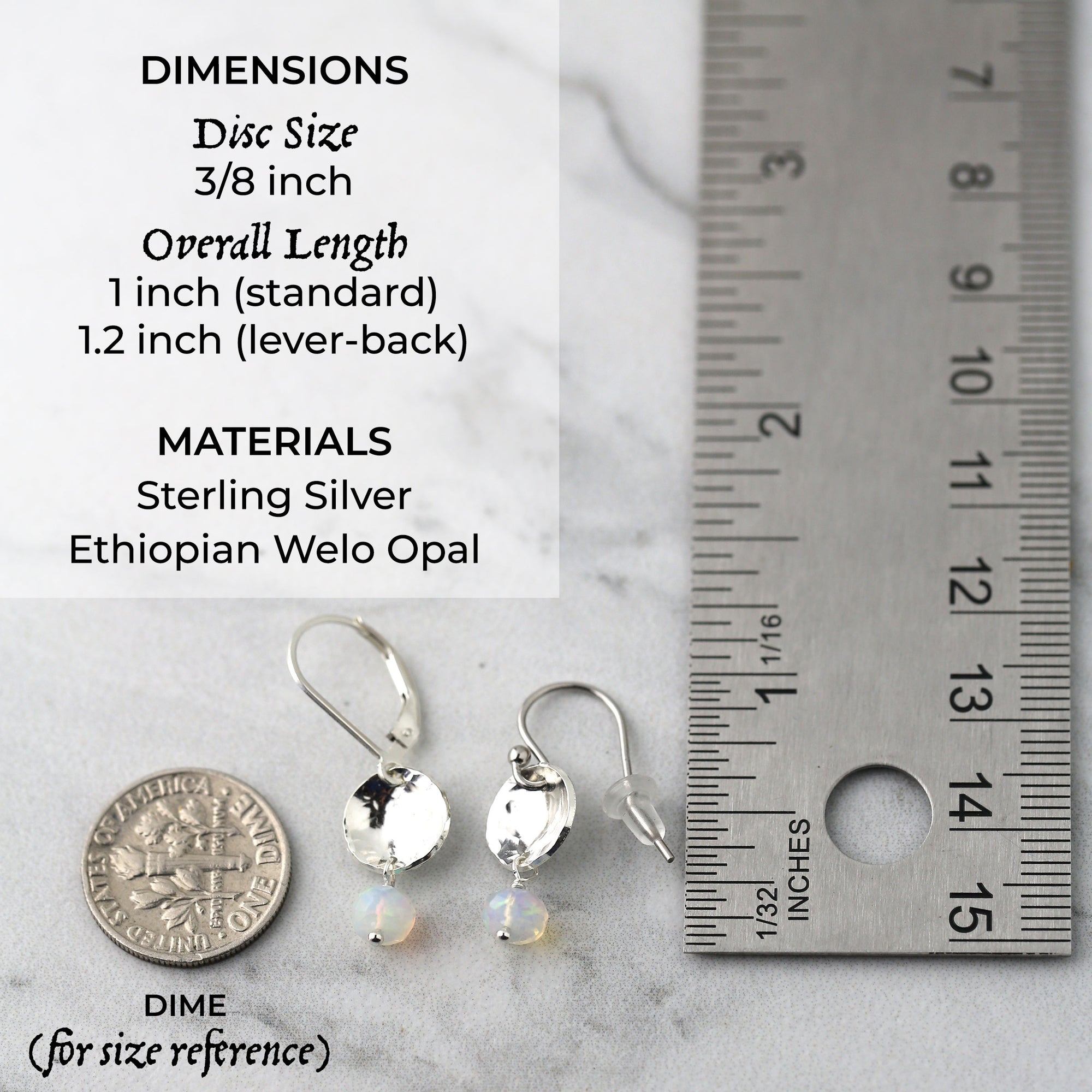 Opal Mini Silver Disc Earrings