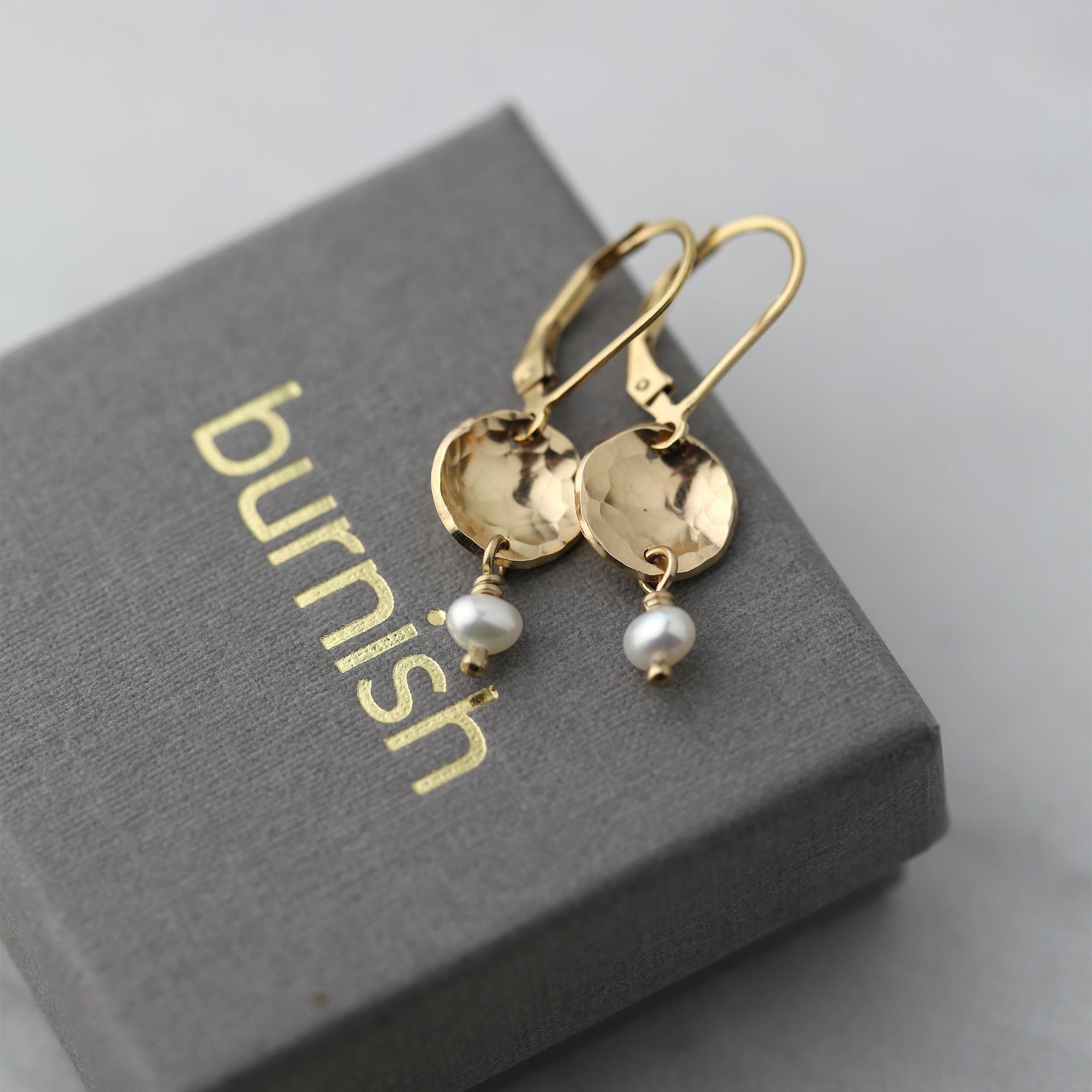 Petite Gold Disc Pearl Earrings