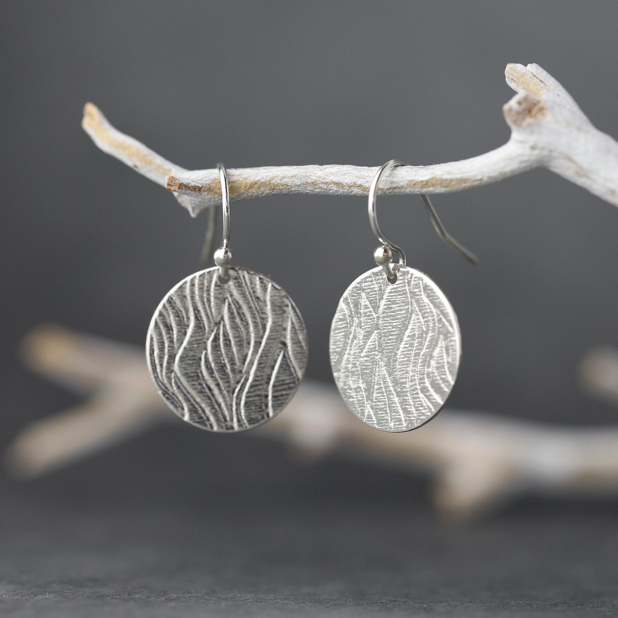 Silver Waves Disc Earrings