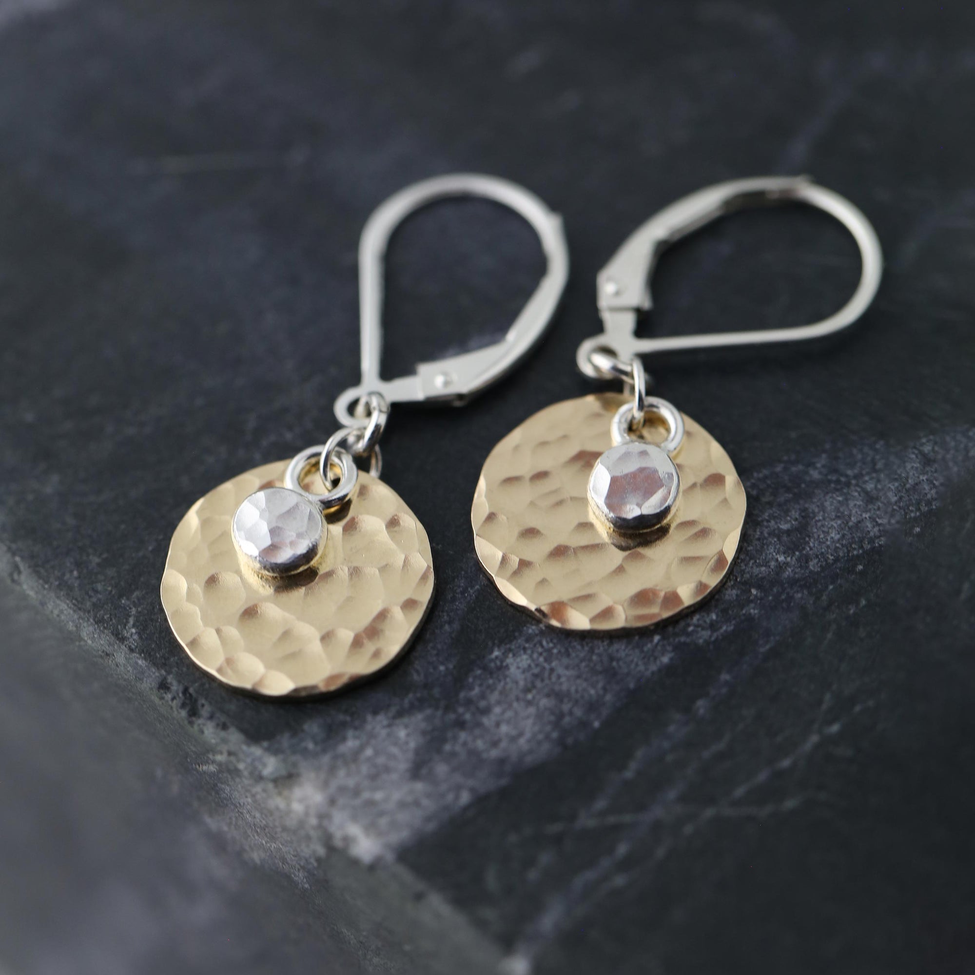 Mixed Metal Disc &amp; Dot Earrings