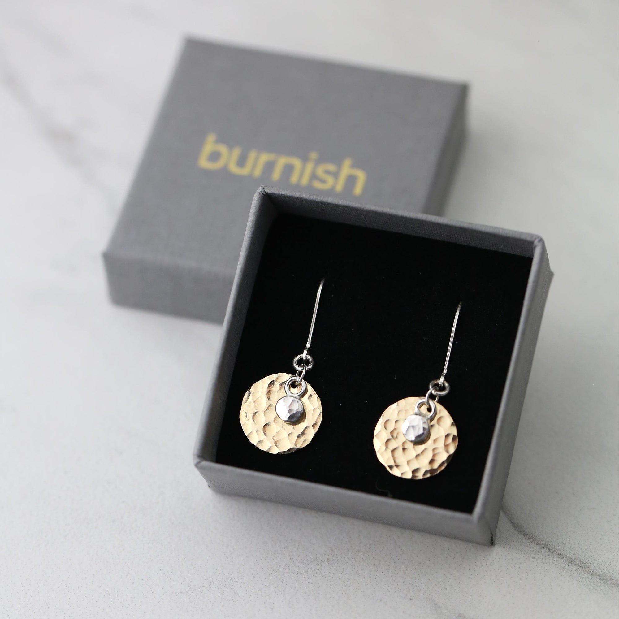 Mixed Metal Disc &amp; Dot Earrings