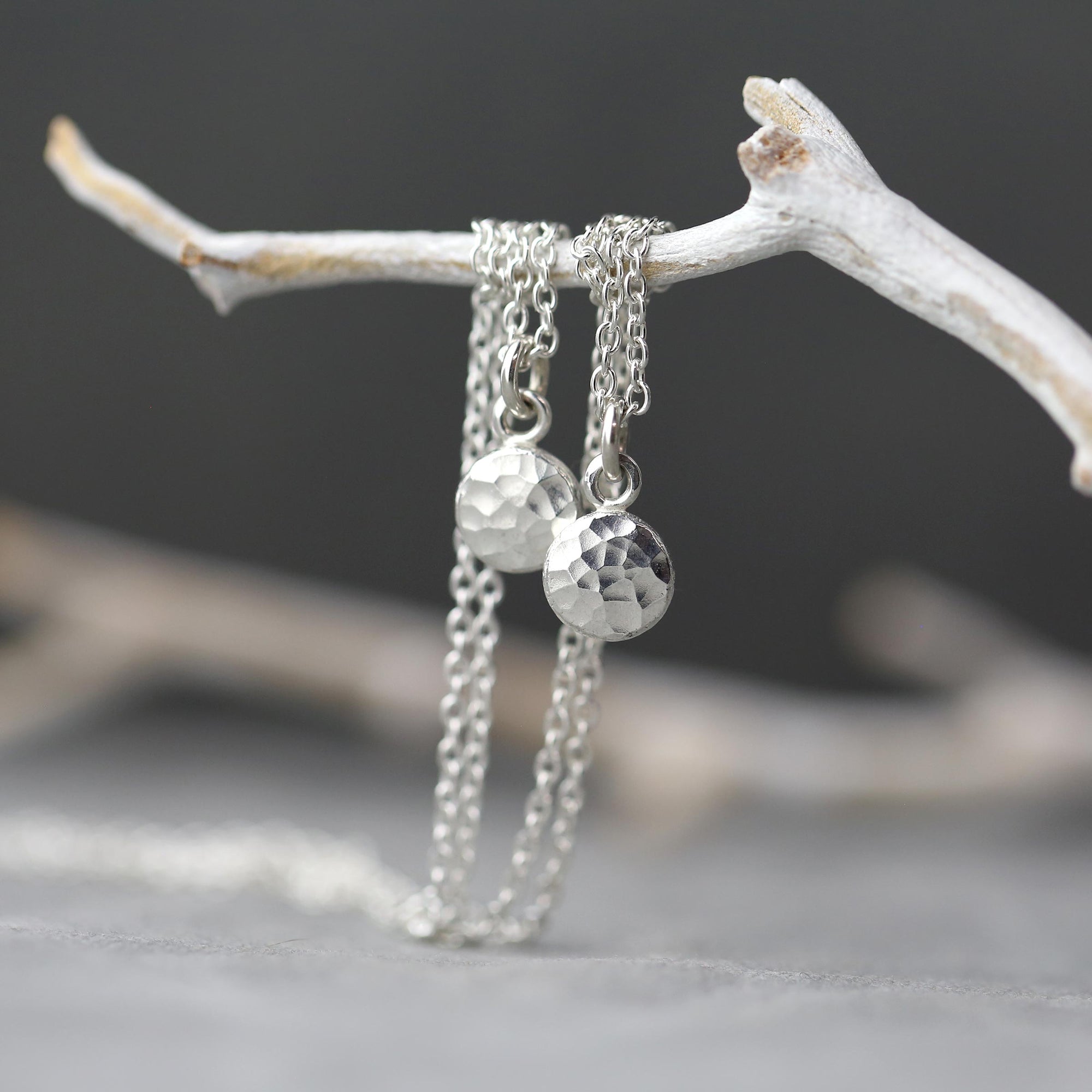 Recycled Silver Hammered Dot Necklace