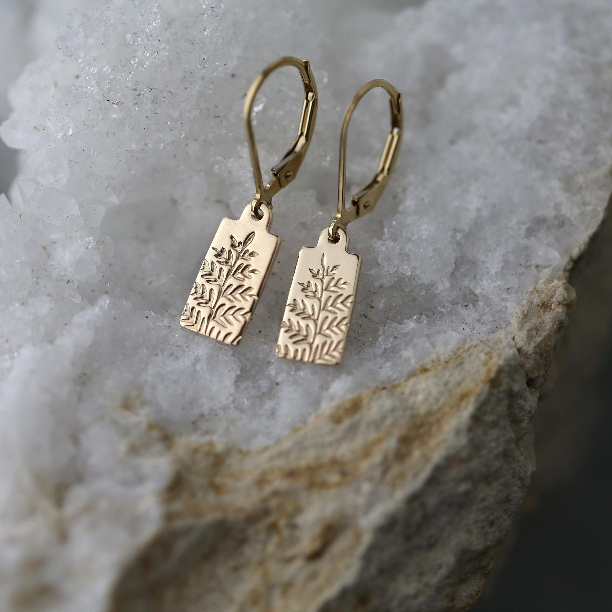 Dainty Gold Fern Earrings
