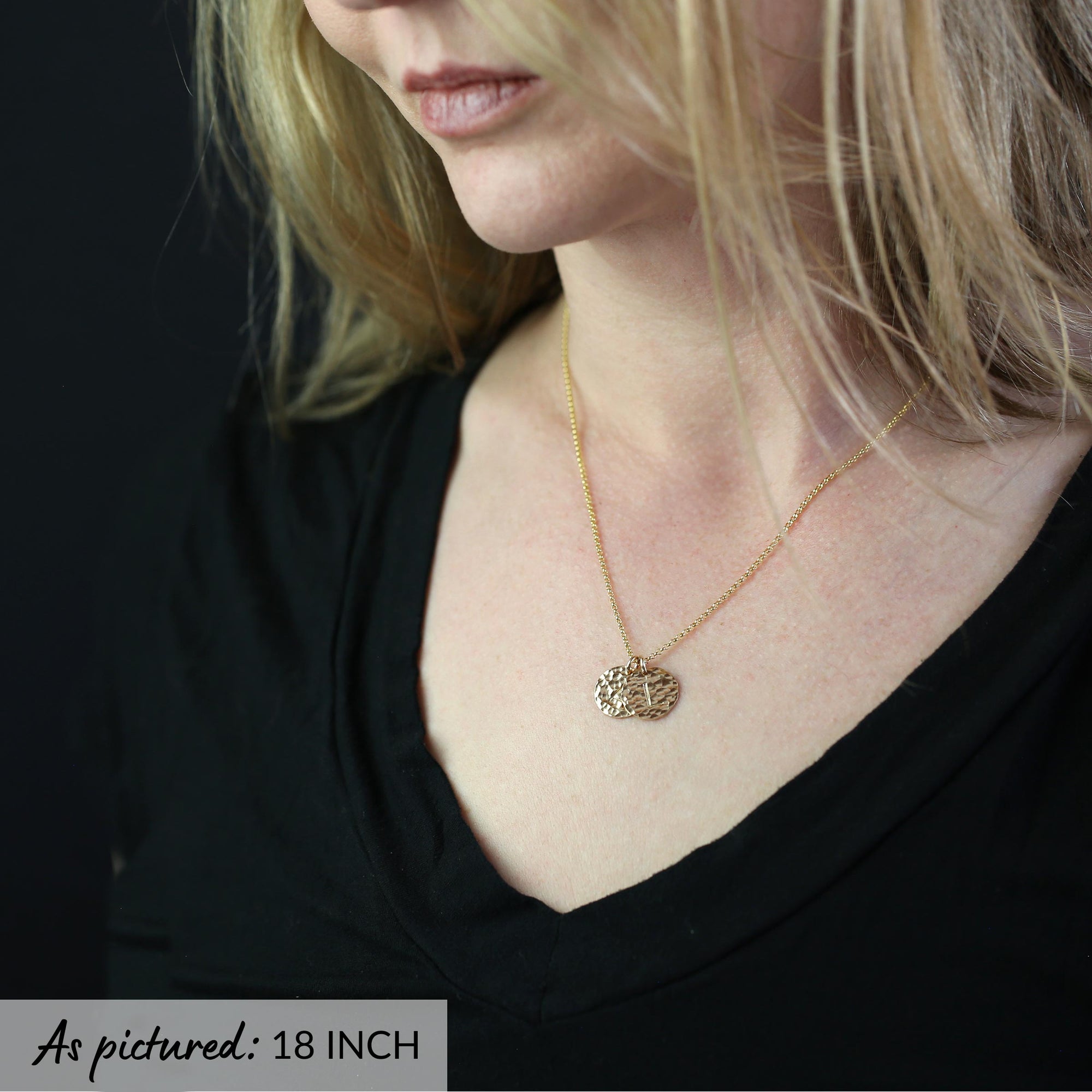 Hammered Gold Initial Disc Necklace