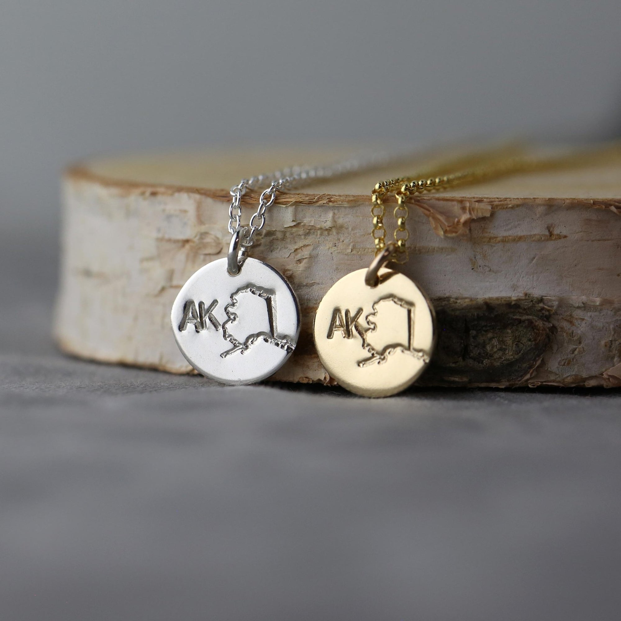 Alaska State AK Necklace jewelry handmade by Burnish